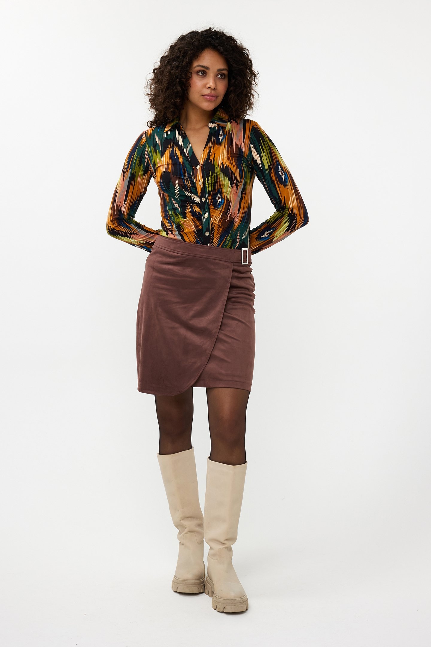 SKIRT OVERLAP SUEDINE CHOCOLATE 2