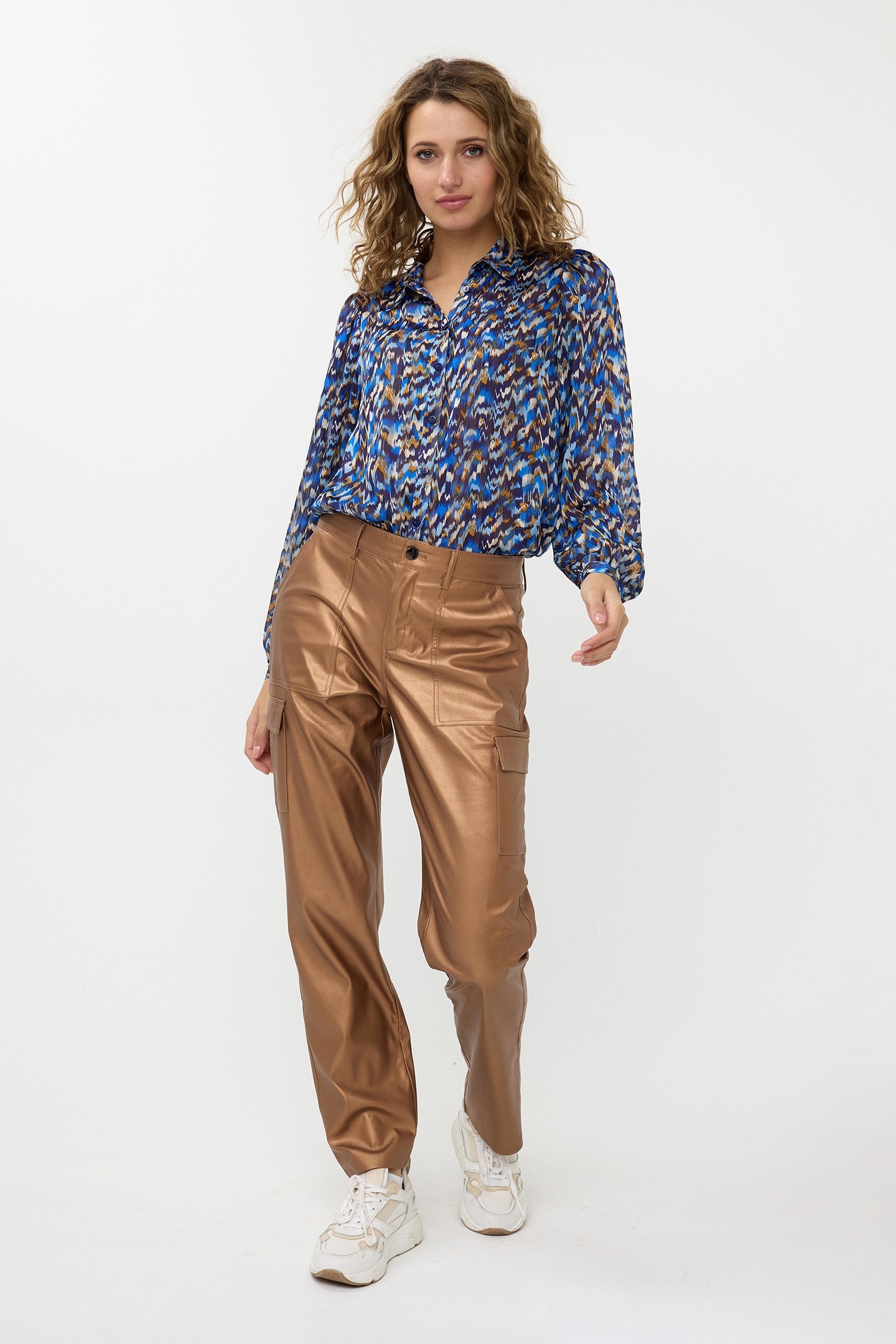 TROUSERS CARGO VEGAN LEATHER BRANDY 2