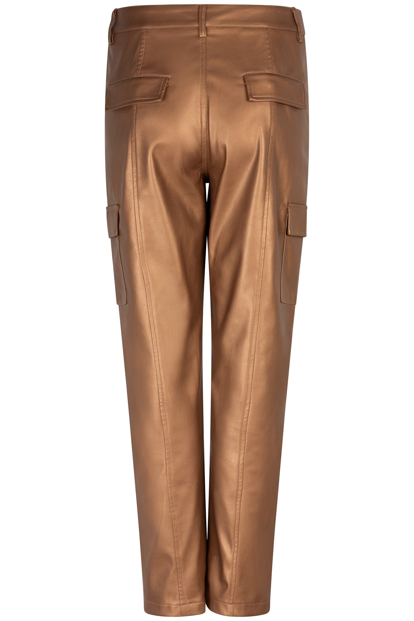 TROUSERS CARGO VEGAN LEATHER BRANDY 6