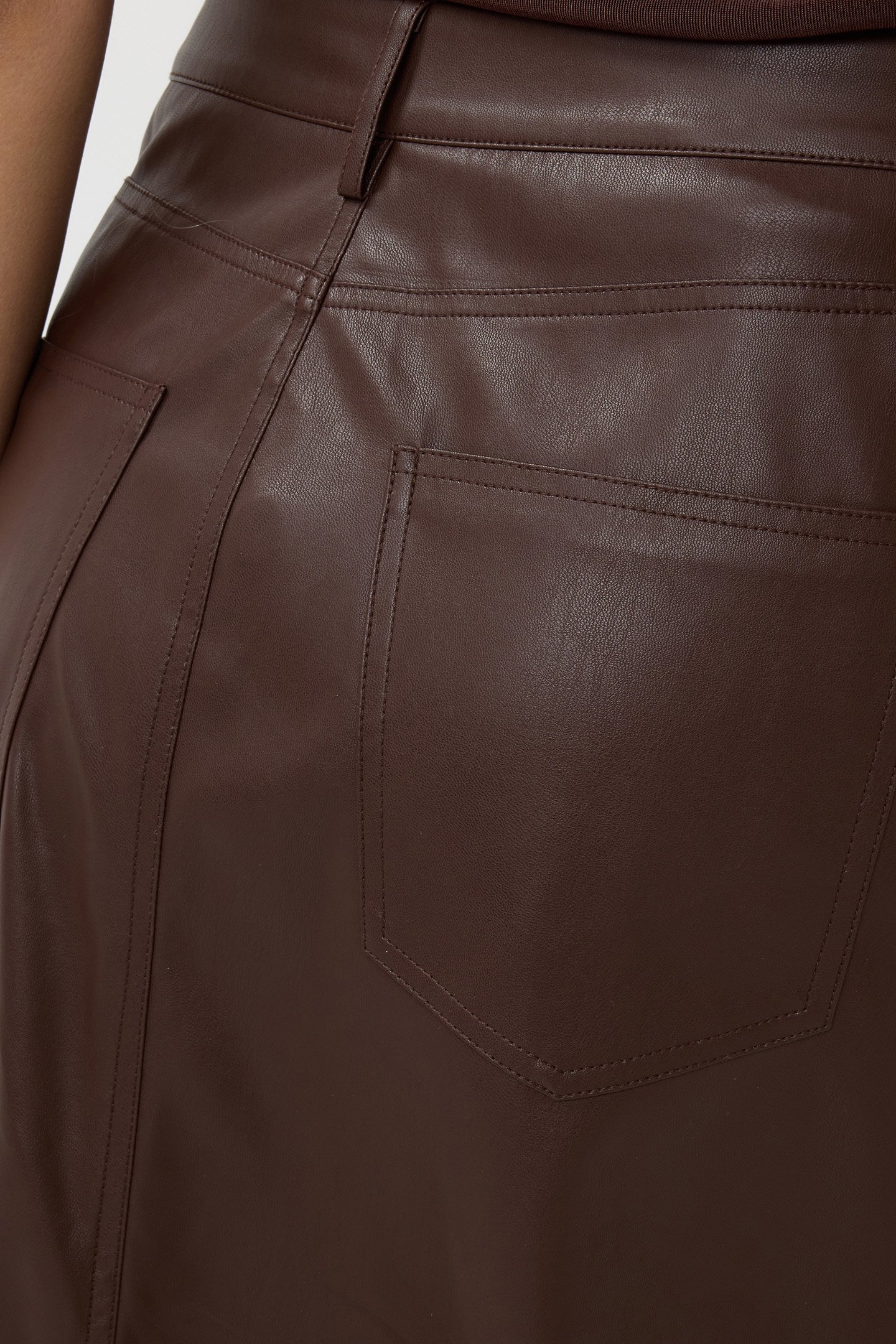 SKIRT LONG SPLIT VEGAN LEATHER CHOCOLATE 7