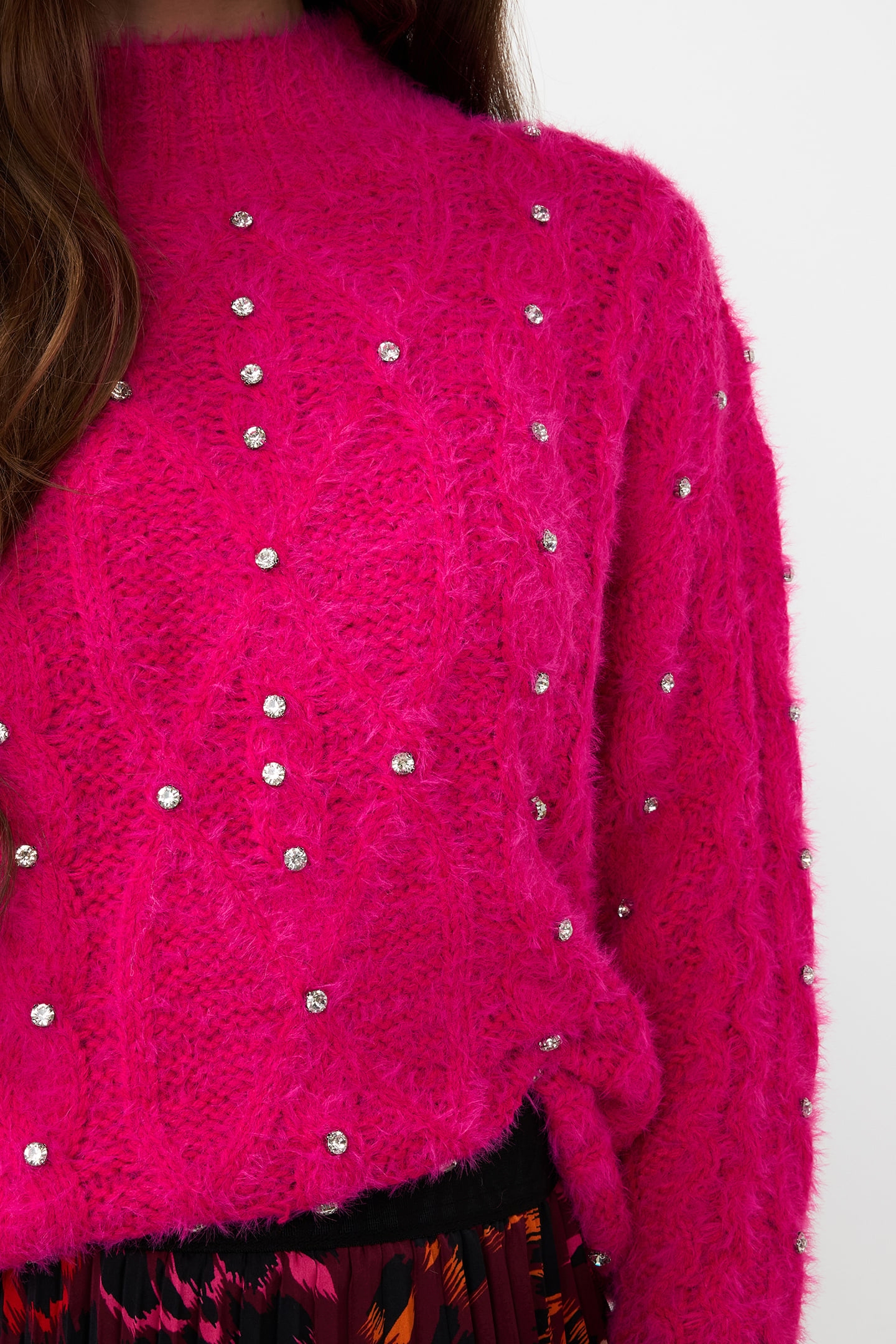 SWEATER CABLE STONES CERISE PINK 6