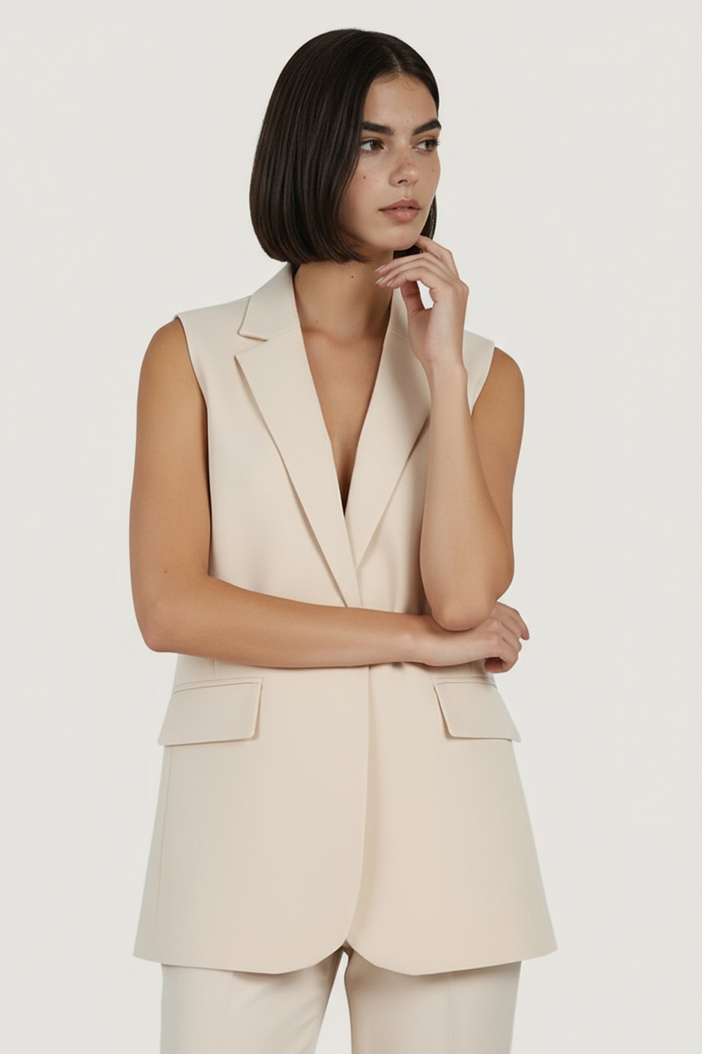 GILET LONG CITY BEIGE 1