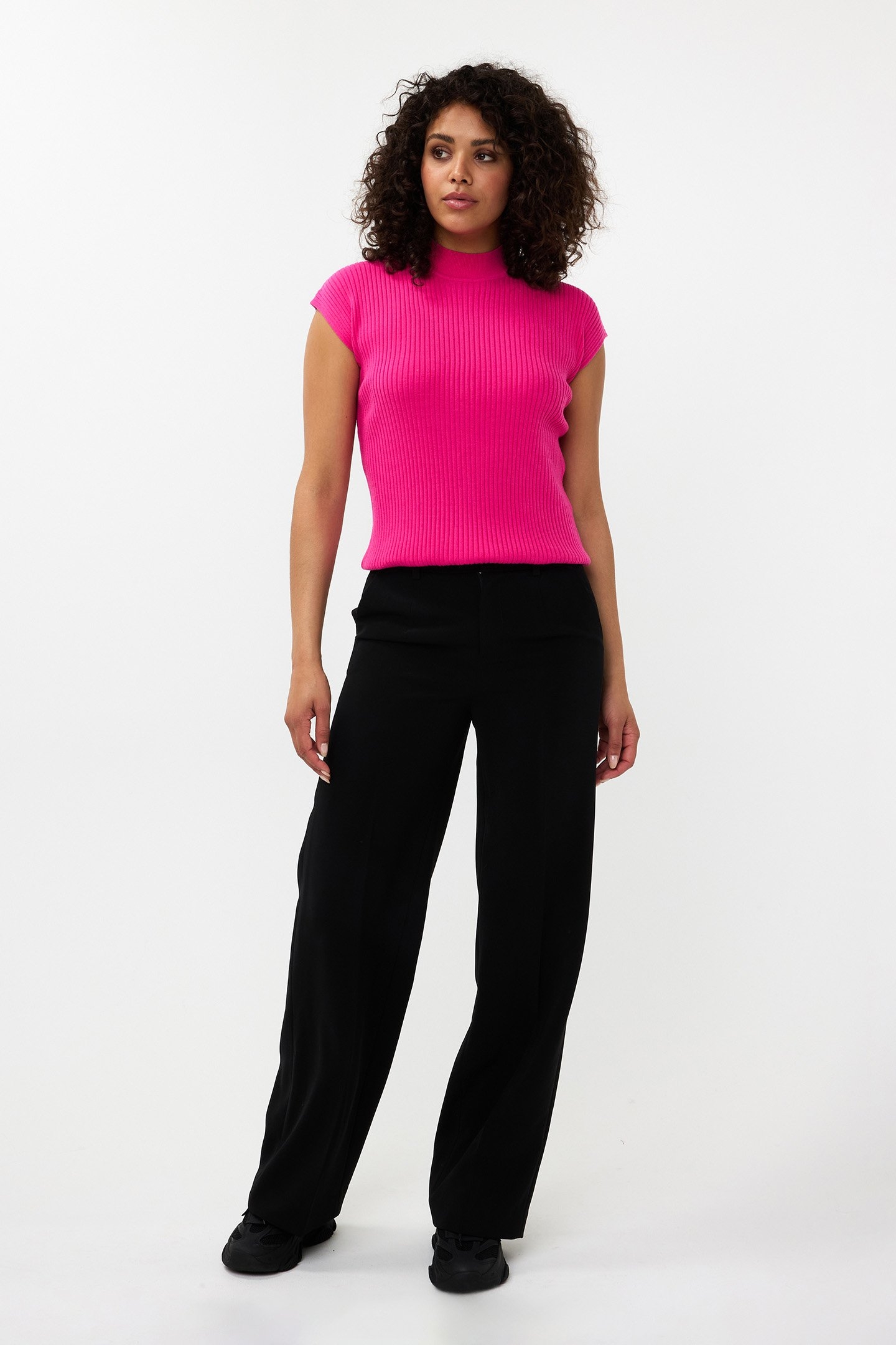 SWEATER COL SLV/LSS RIB NEON CERISE 2
