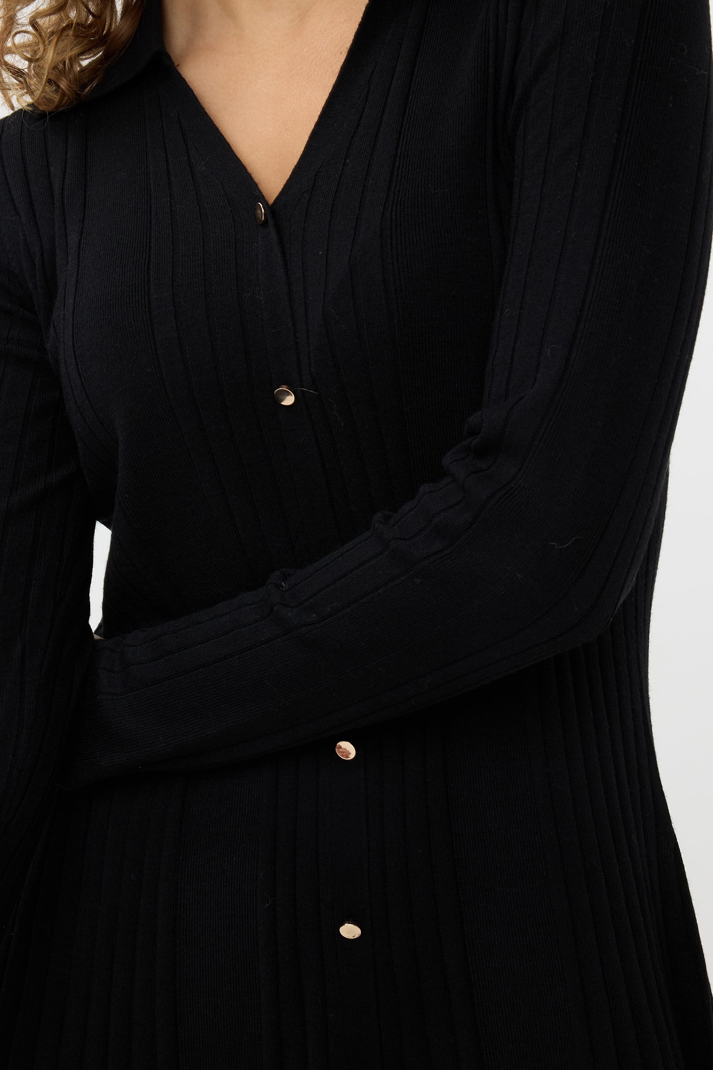 DRESS RIB BUTTON CLOSURE BLACK 6
