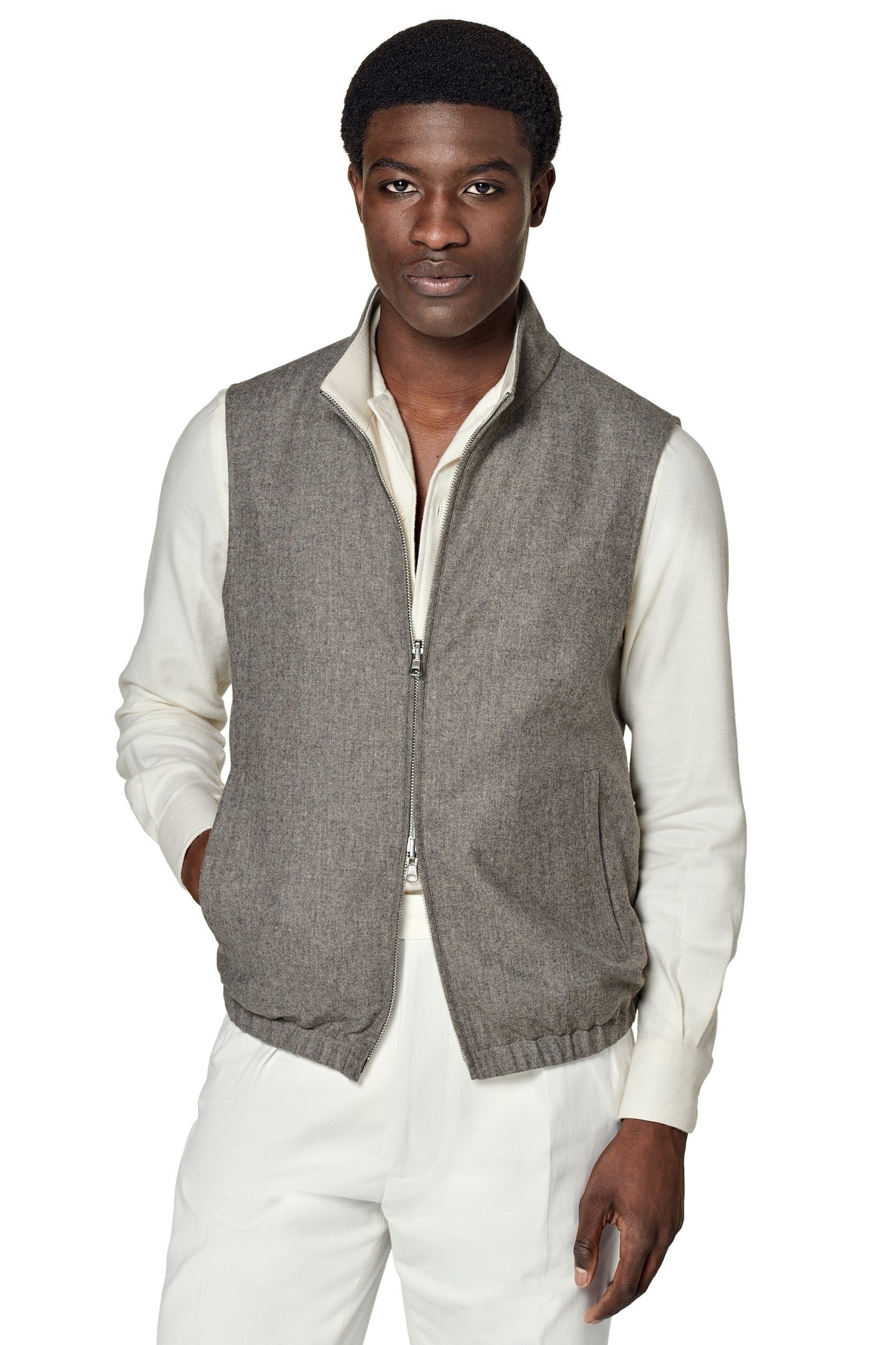 ZIPVEST-TAUPE TAUPE & OFF-WHITE 1