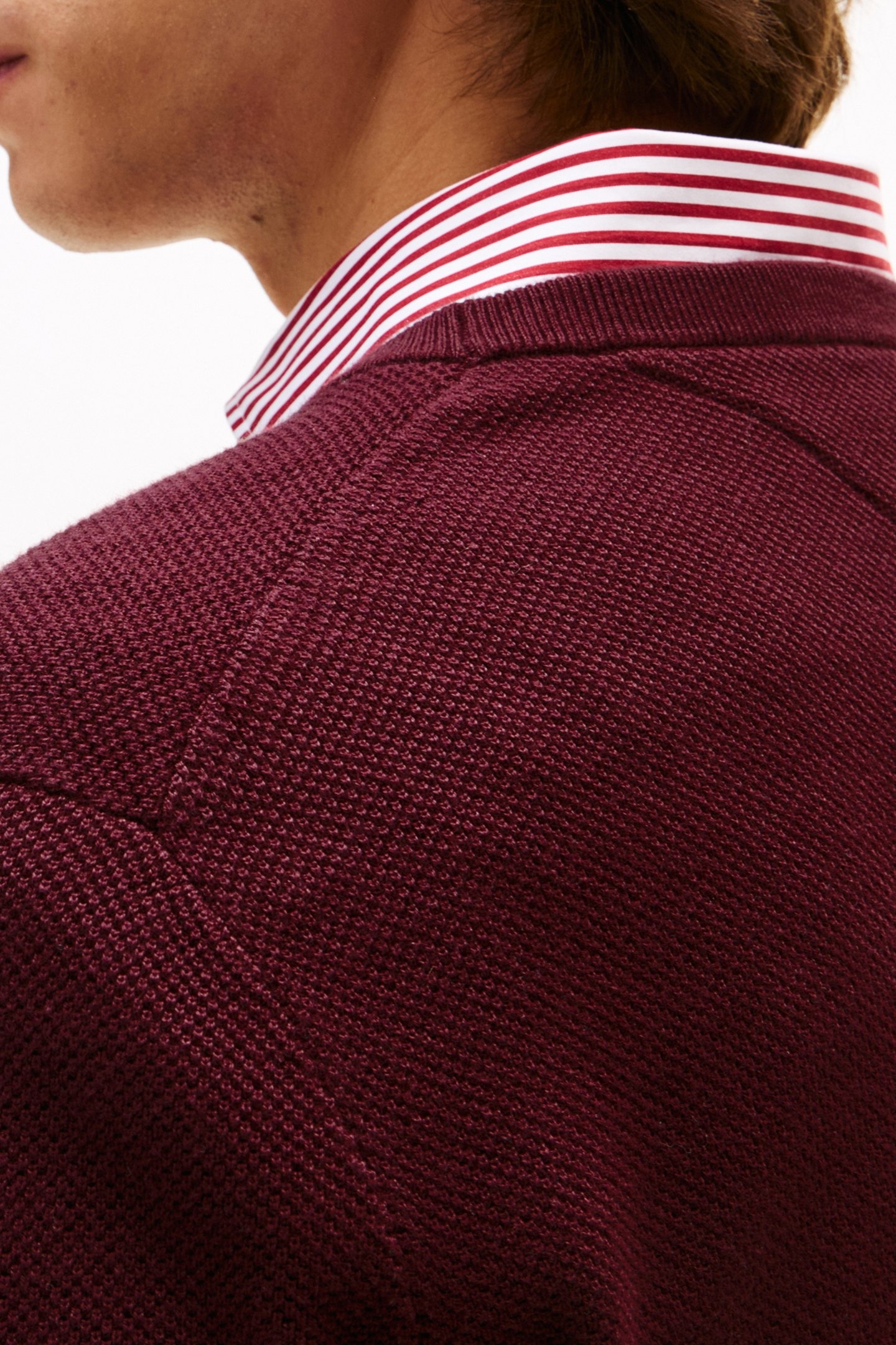 FLAG EMBROIDERY TEXTURED CREW NECK JUMPER DEEP BURGUNDY 5