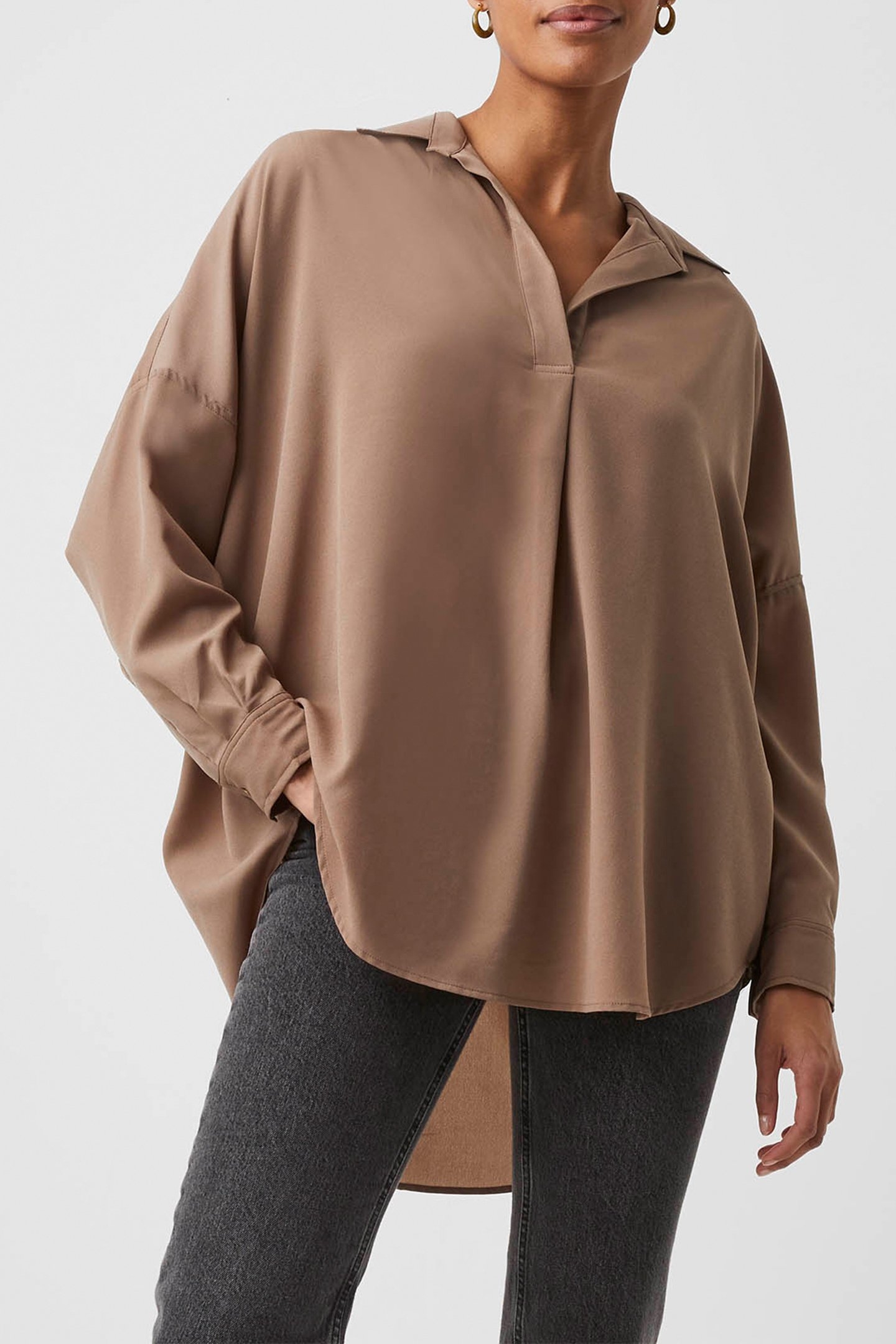 RHODES RECYCLED CREPE POPOVER MOCHA MOUSSE 1