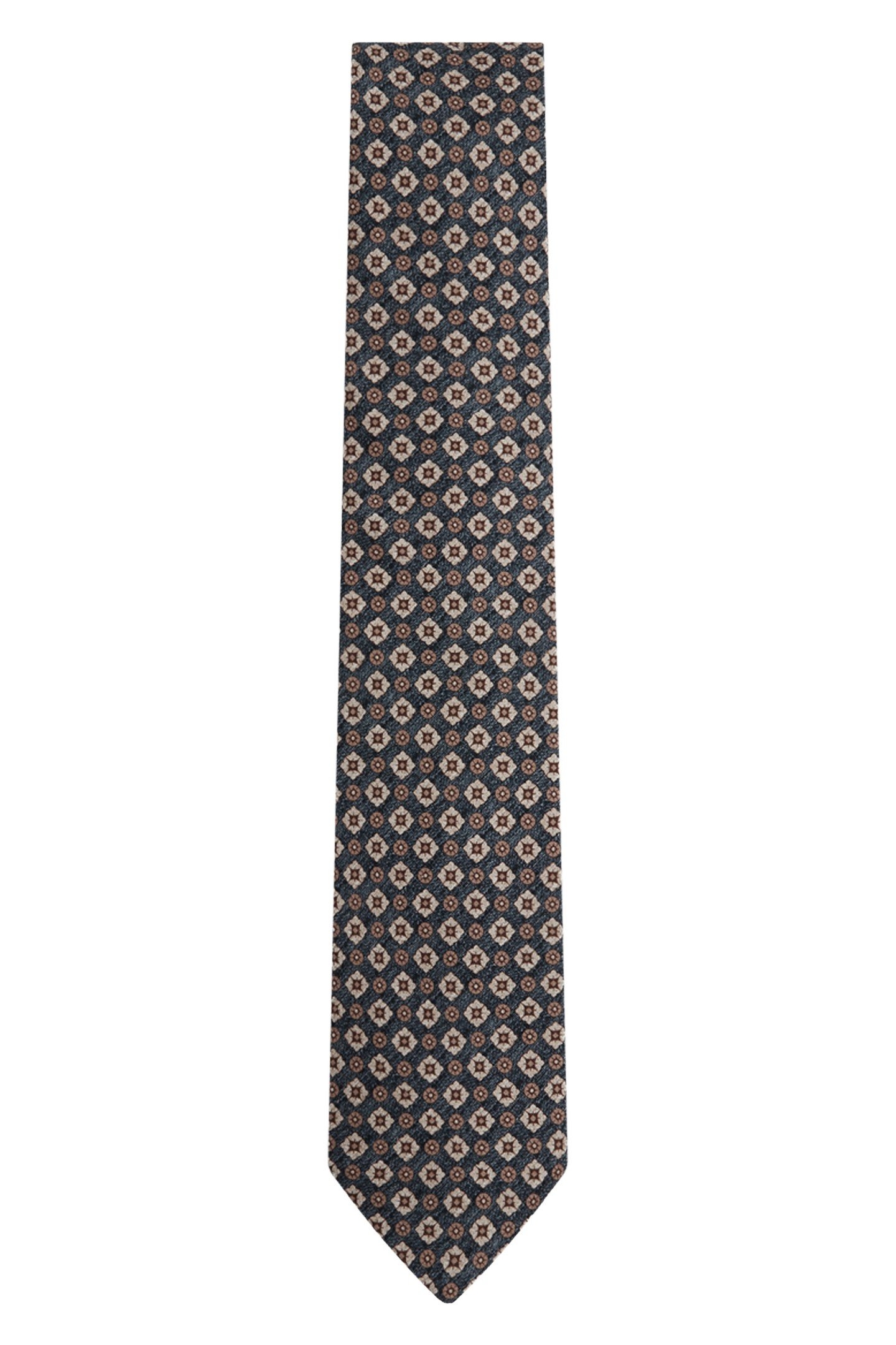 SMALL MEDALLION SILK TIE INDIGO MELANGE 2