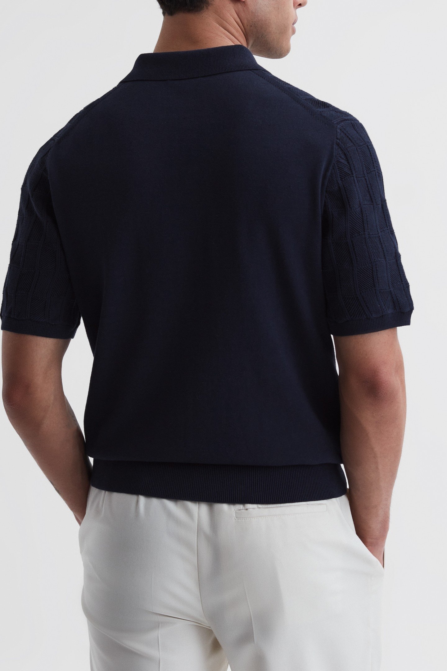 SHORTSLEEVE TEXTURED HALF ZIP POLO NAVY 2