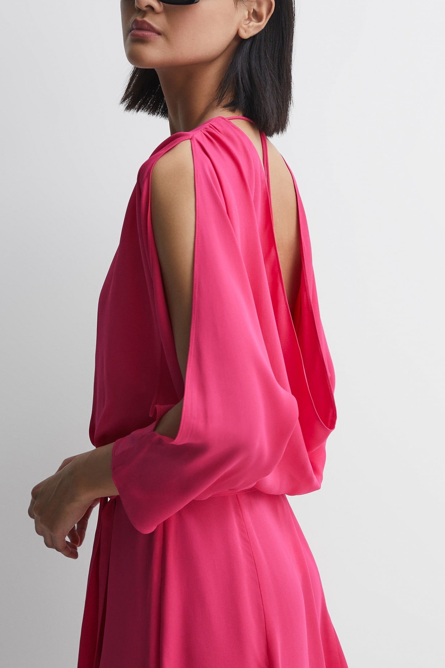 PLAIN SHORT FLIPPY DRESS BRIGHT PINK 3