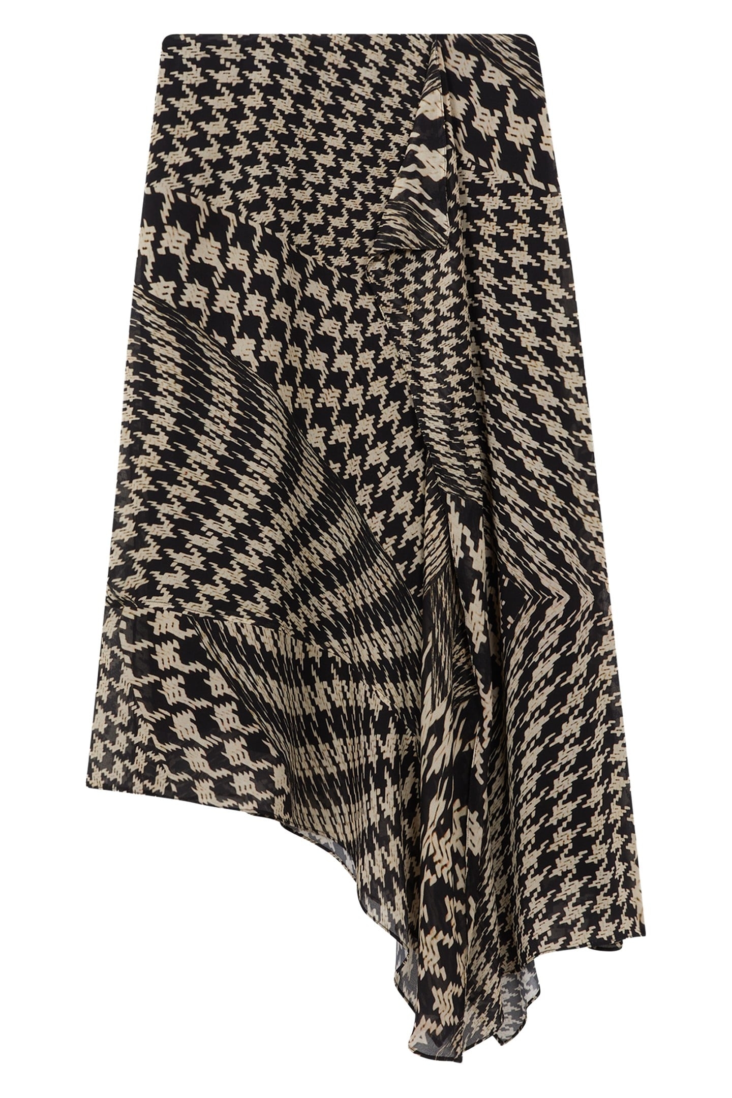 PRINTED ASYM MIDI SKIRT BLACK/WHITE 3