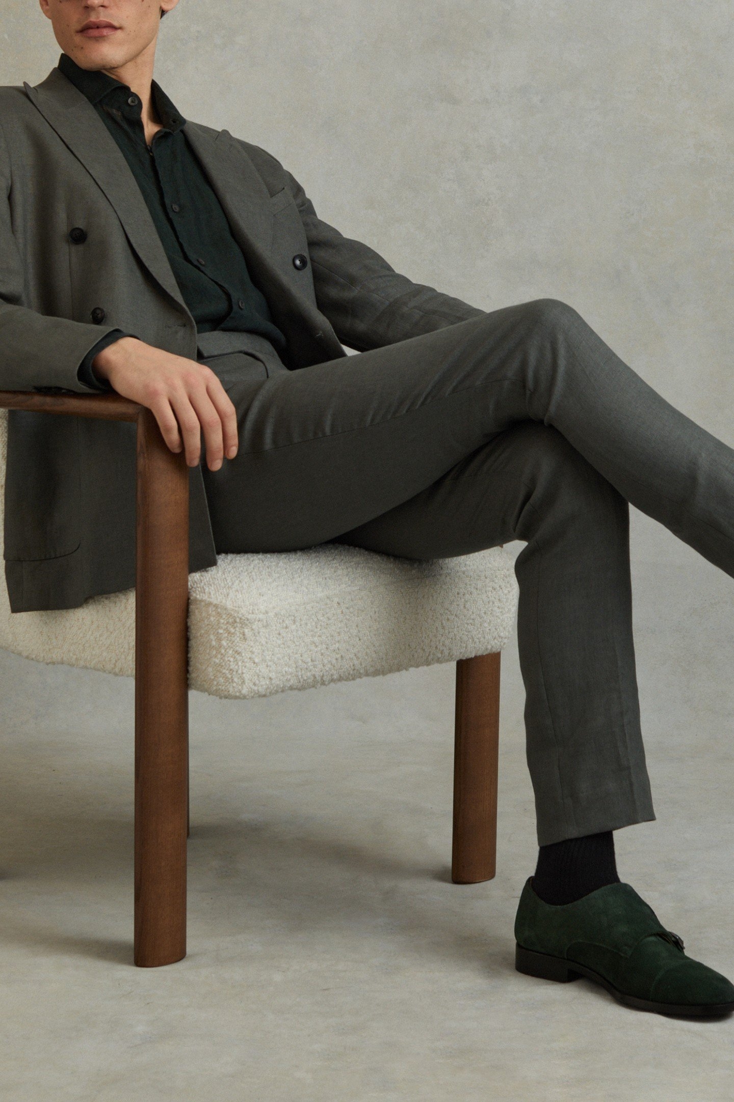 SUEDE DOUBLE MONK SHOES FOREST GREEN 5