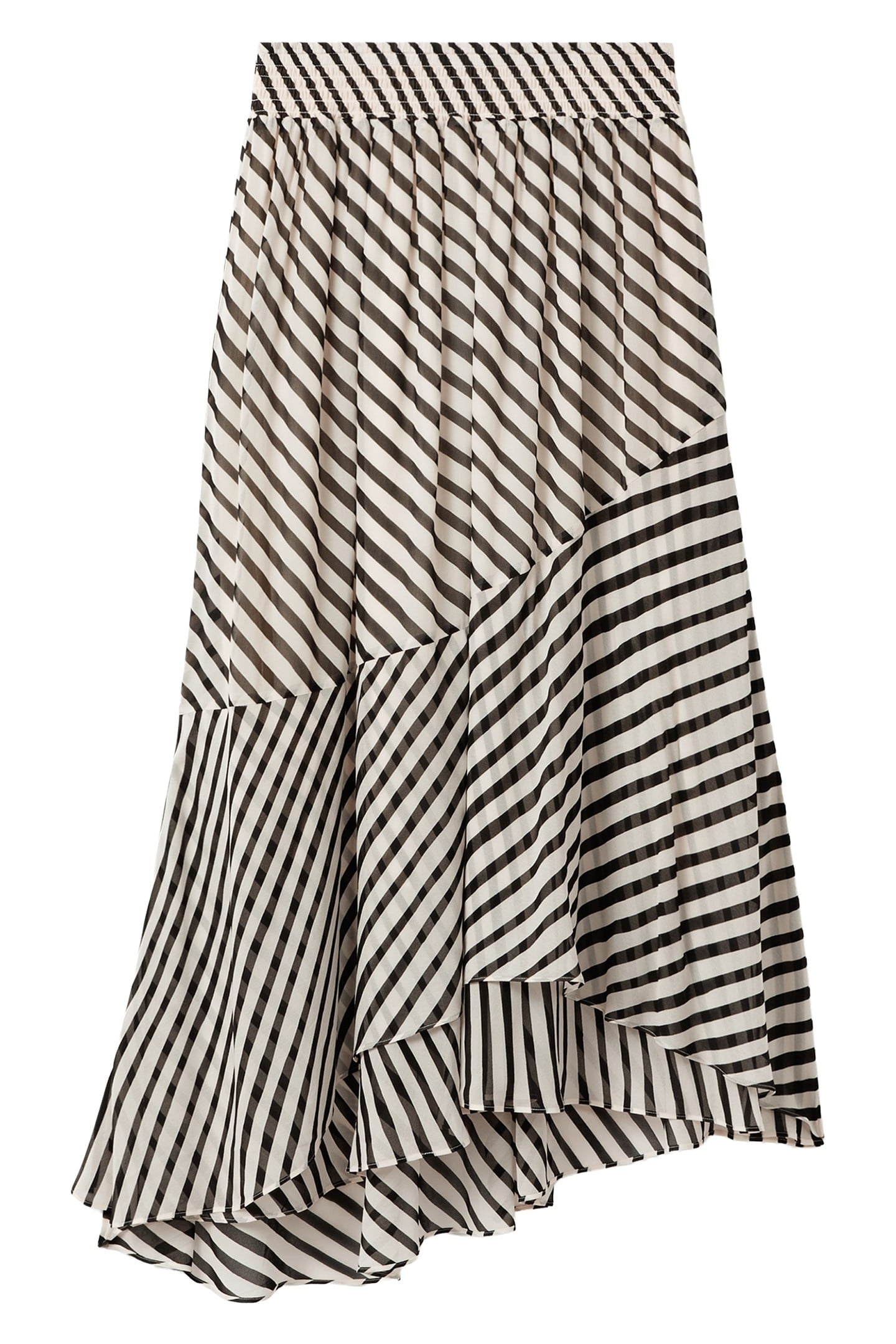 STRIPE ASYMMETRIC MIDI SKIRT BLACK/CREAM 3