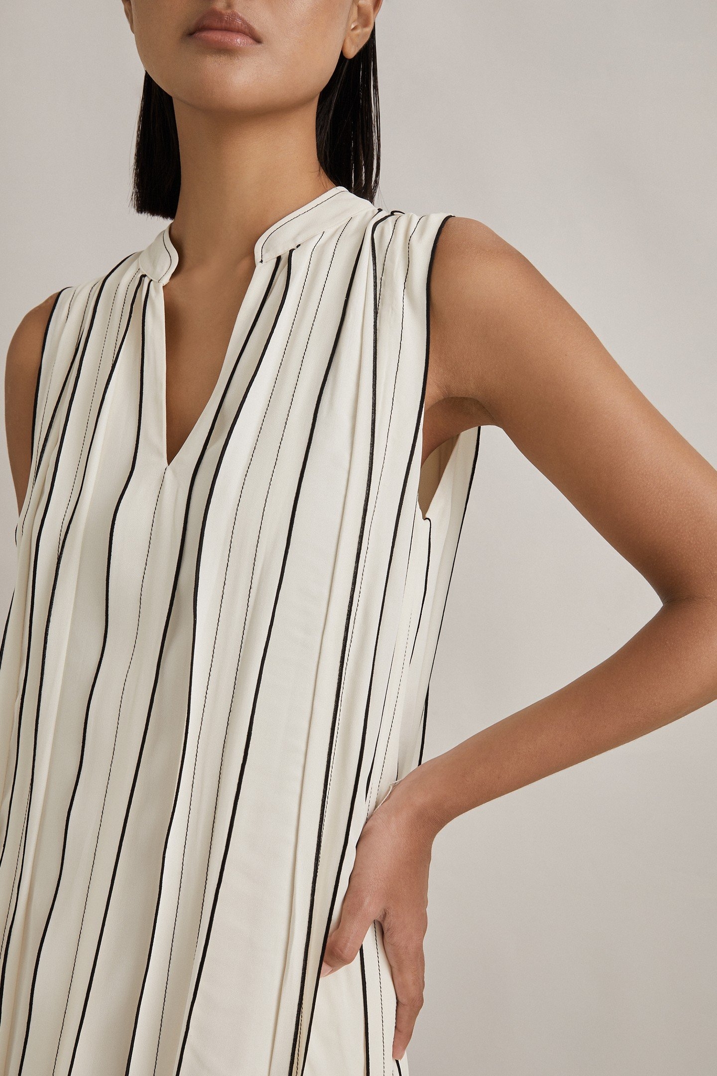 TIPPED PLEAT DRESS IVORY 6