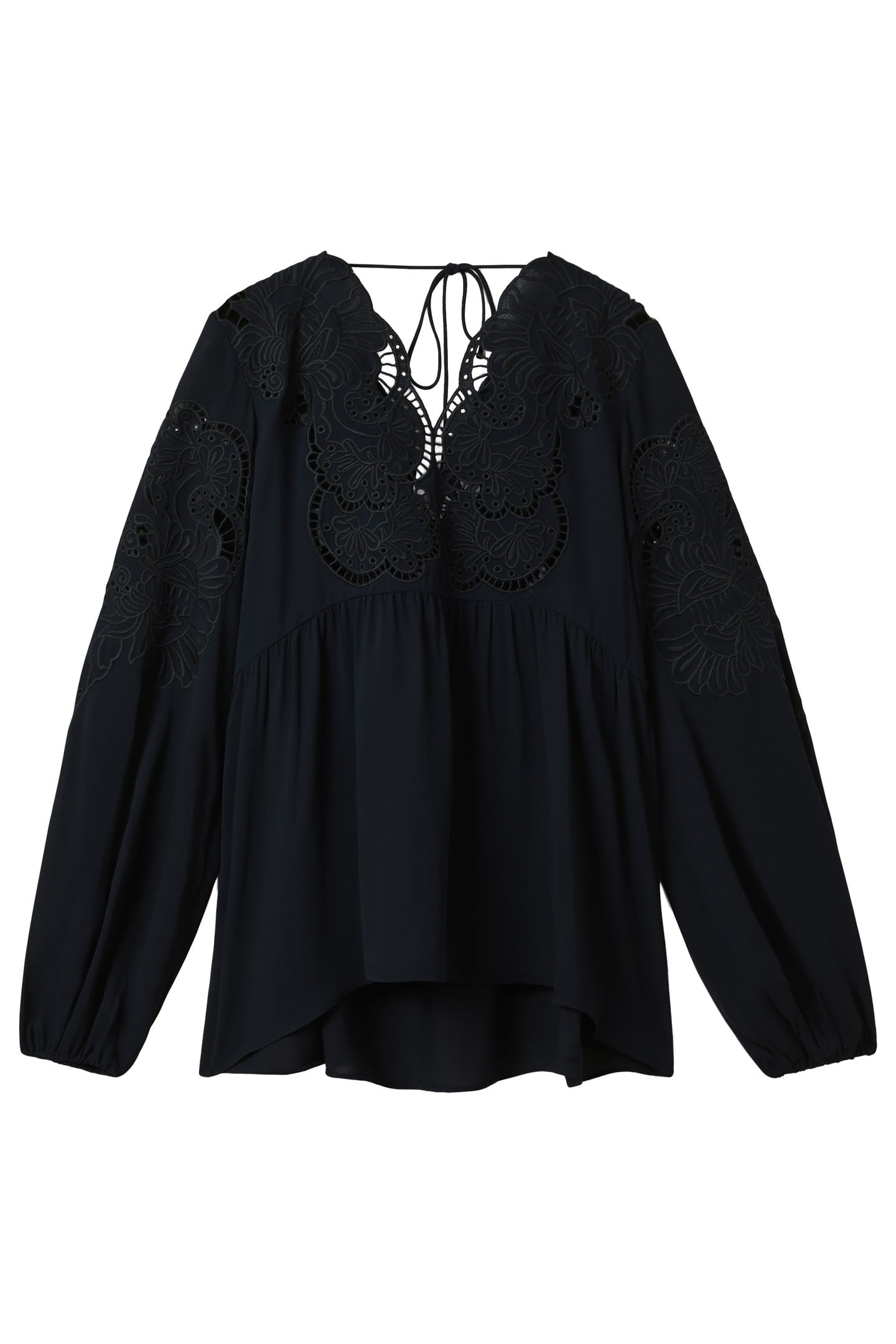 LACE INSERT BLOUSE NAVY 5