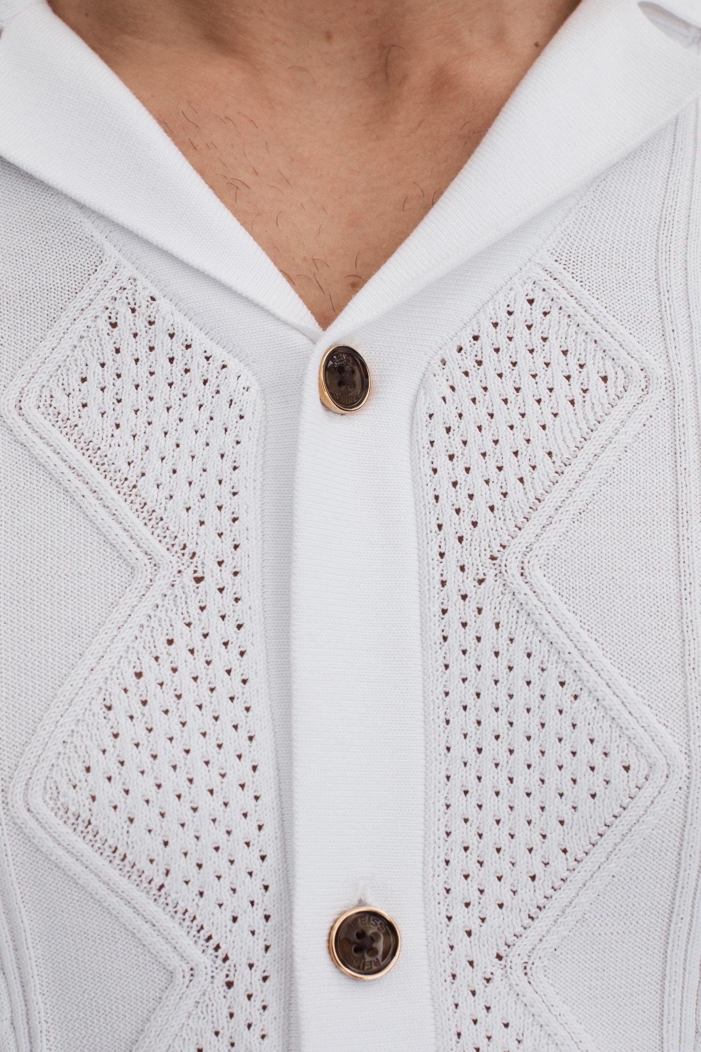 SHORTSLEEVE CUBAN PATTERN TEXTURED SHIRT WHITE 5