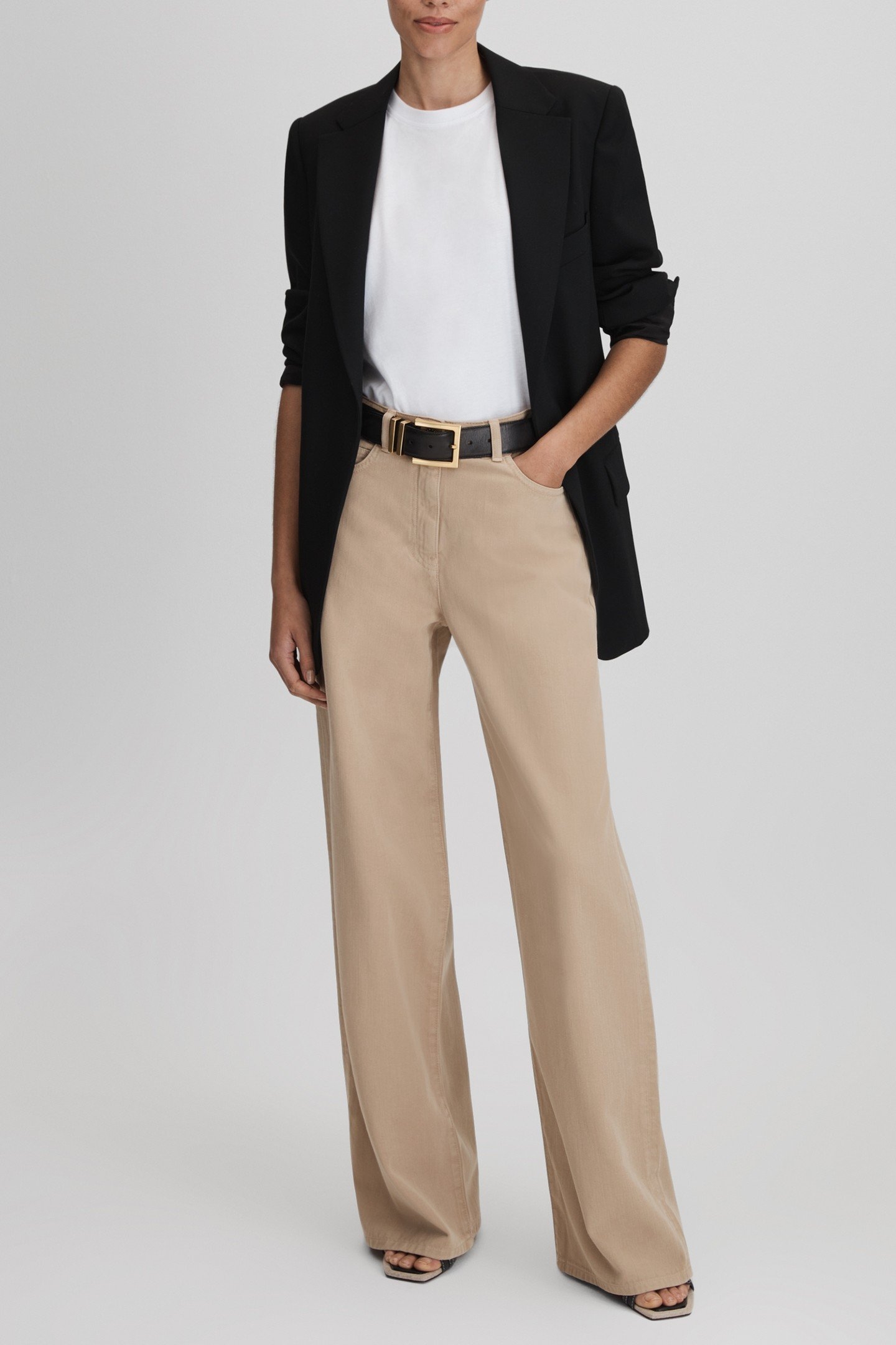 COTTON DENIM WIDE LEG TROUSER LIGHT CAMEL 2