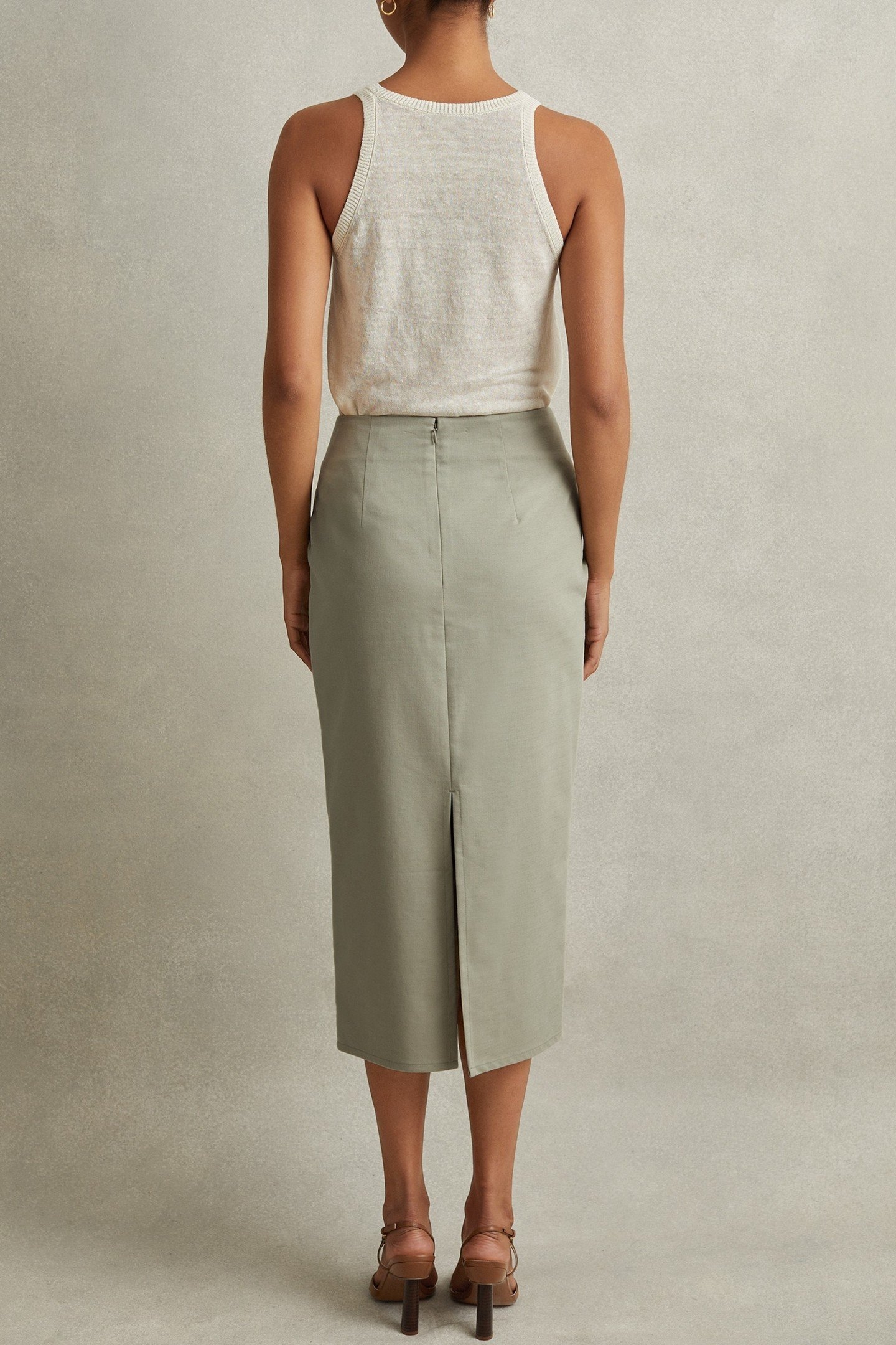 WRAP MIDI SKIRT KHAKI 3
