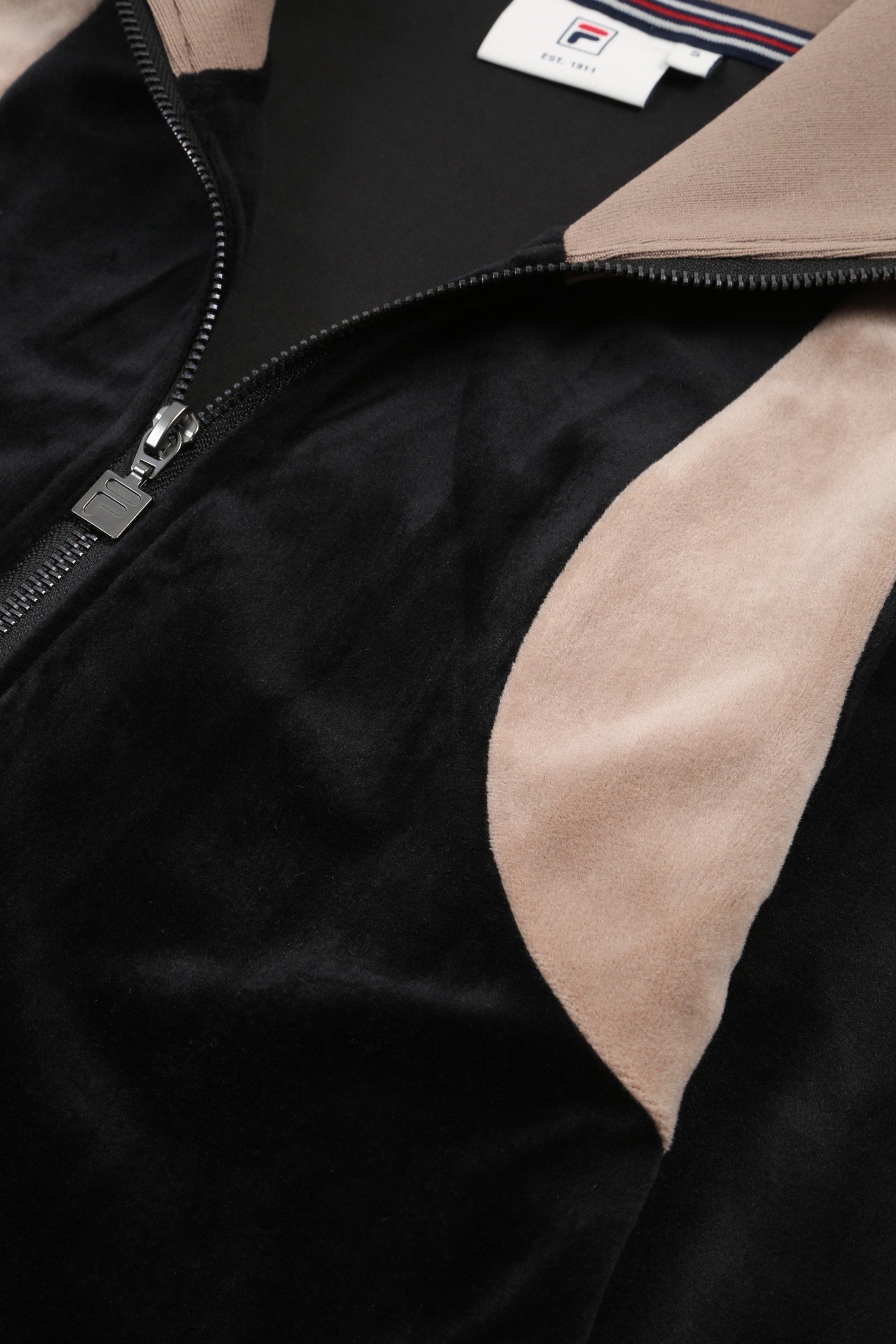 ADRIANO SLIM VELOUR TRACK JACKET BLACK-TAUPE GRAY 6