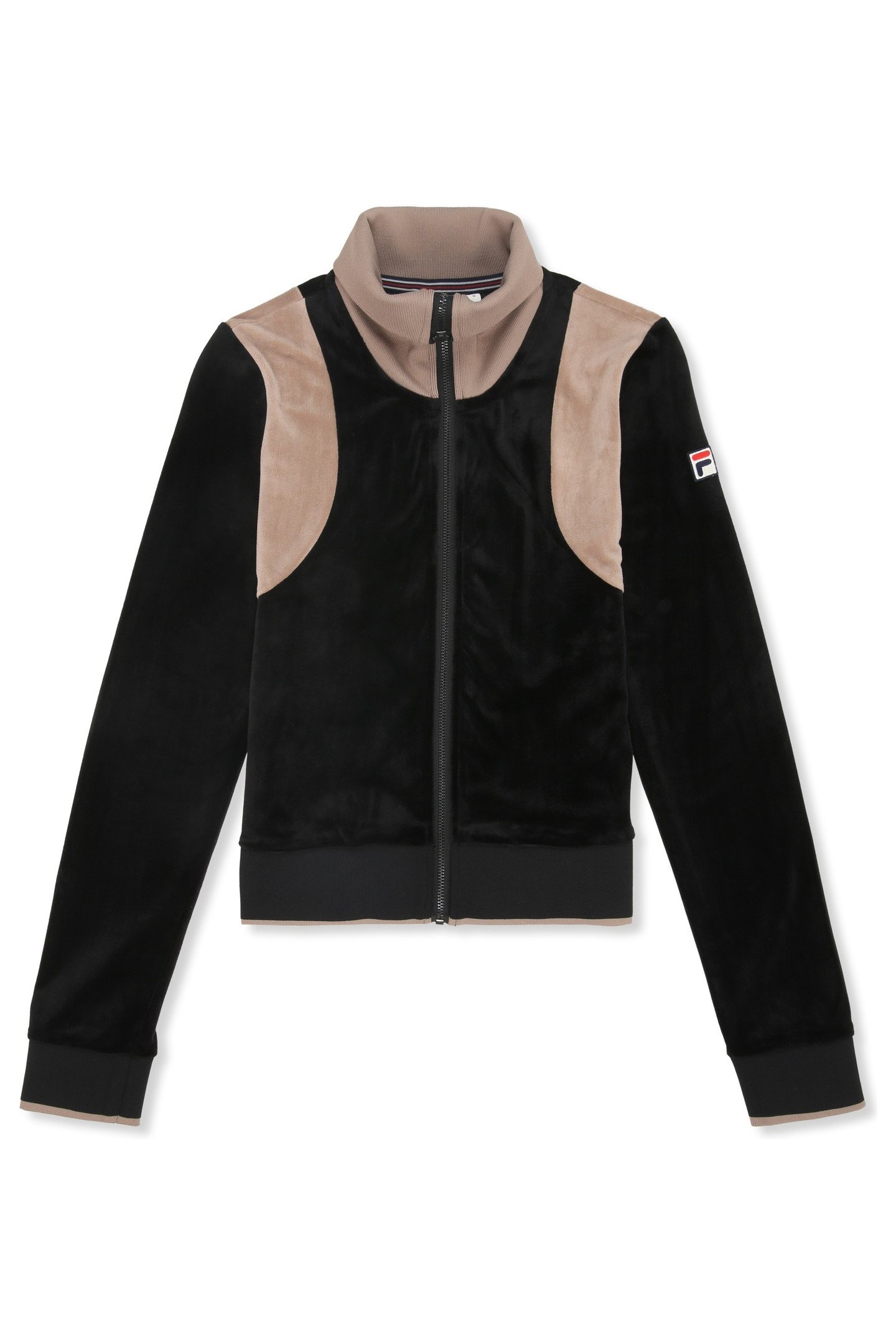 ADRIANO SLIM VELOUR TRACK JACKET BLACK-TAUPE GRAY 5