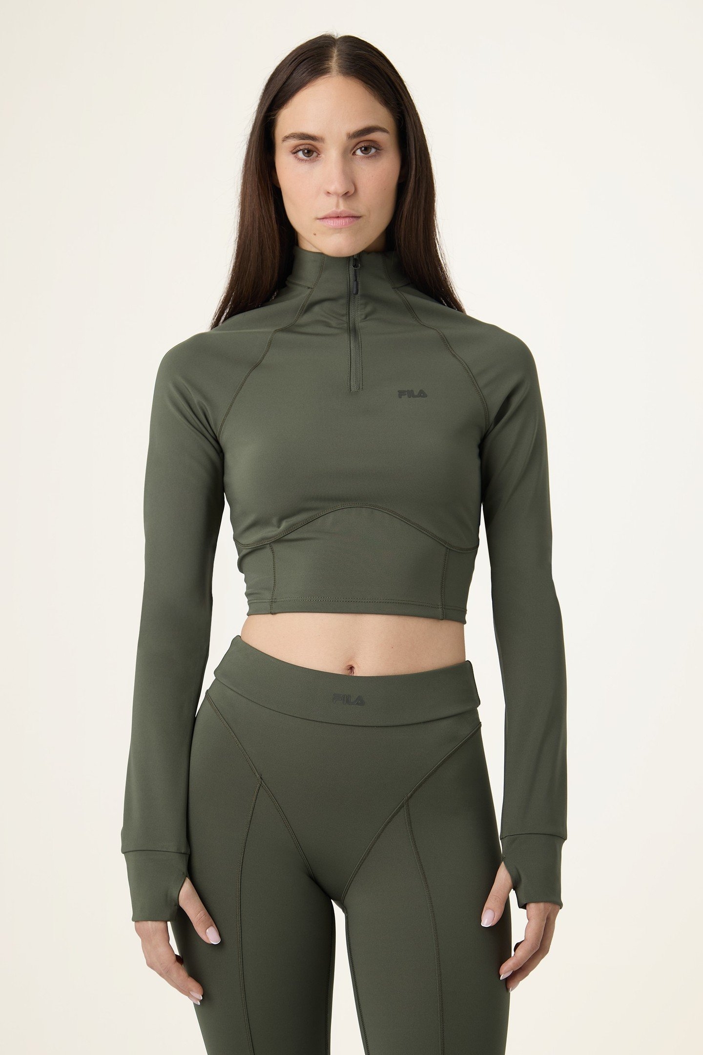 CORSICO SLIM CROPPED SCULPTURAL HALF-ZIP SHIRT DEEP DEPTHS 1