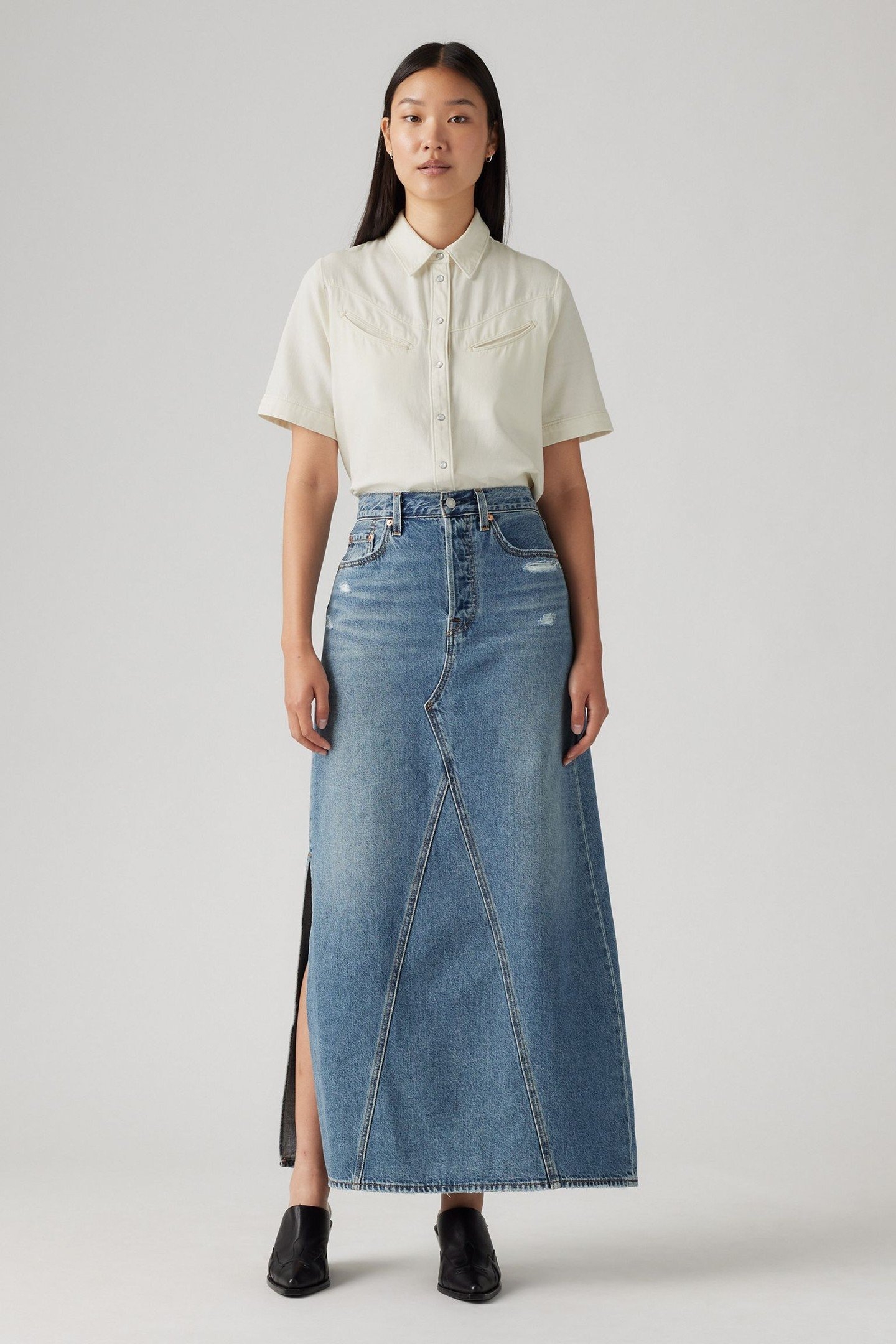 LONG ICON SKIRT MED INDIGO 2