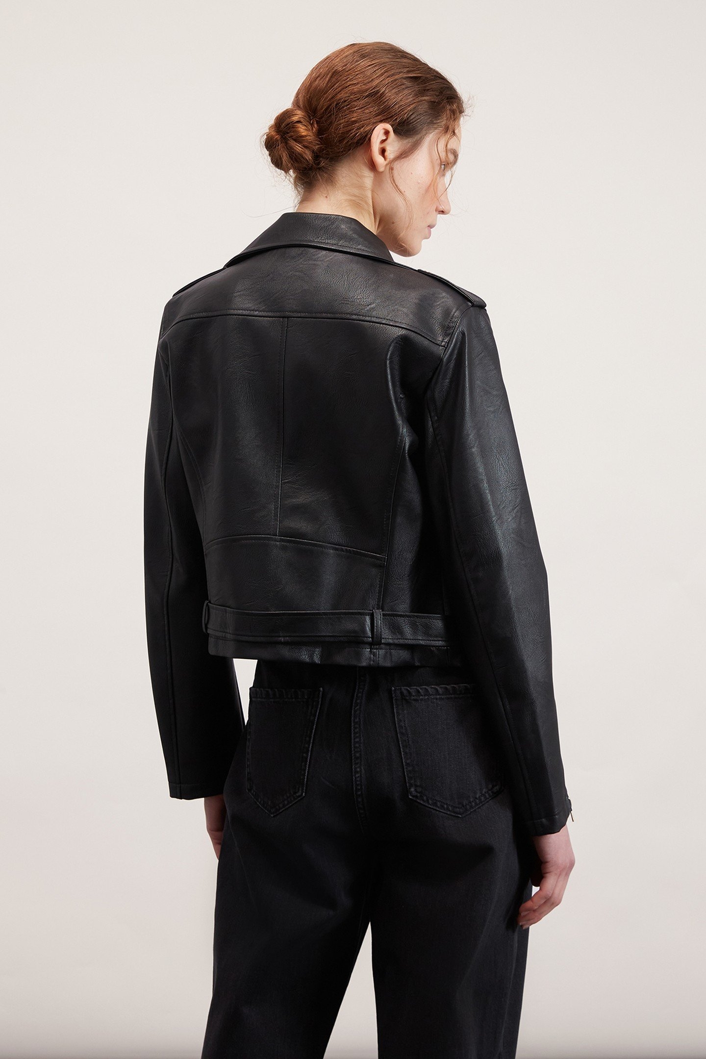 LEATHER-EFFECT BIKER JACKET BLACK 3