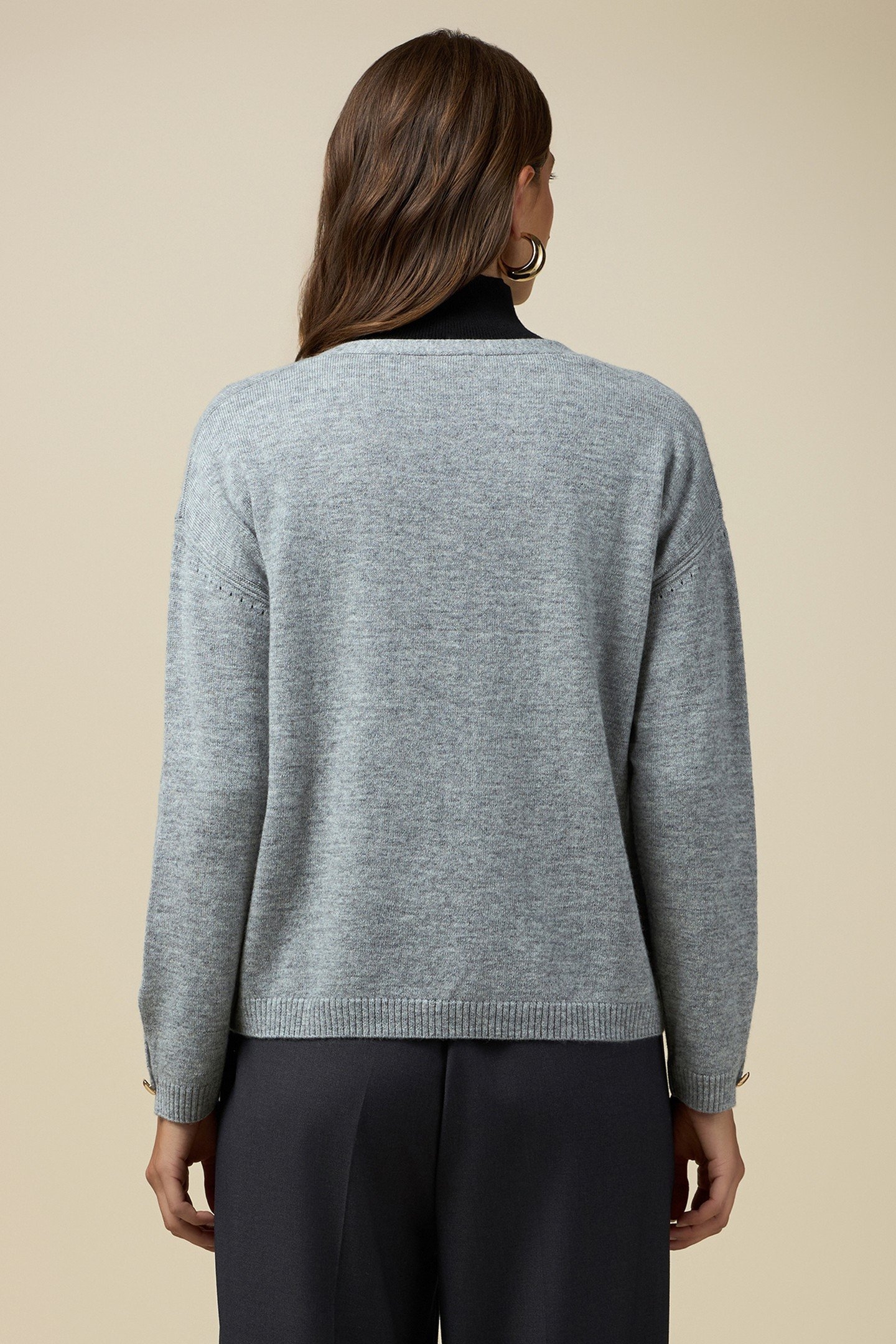 CASHMERE BLEND CARDIGAN WITH SQUARE BUTTONS GREY 2