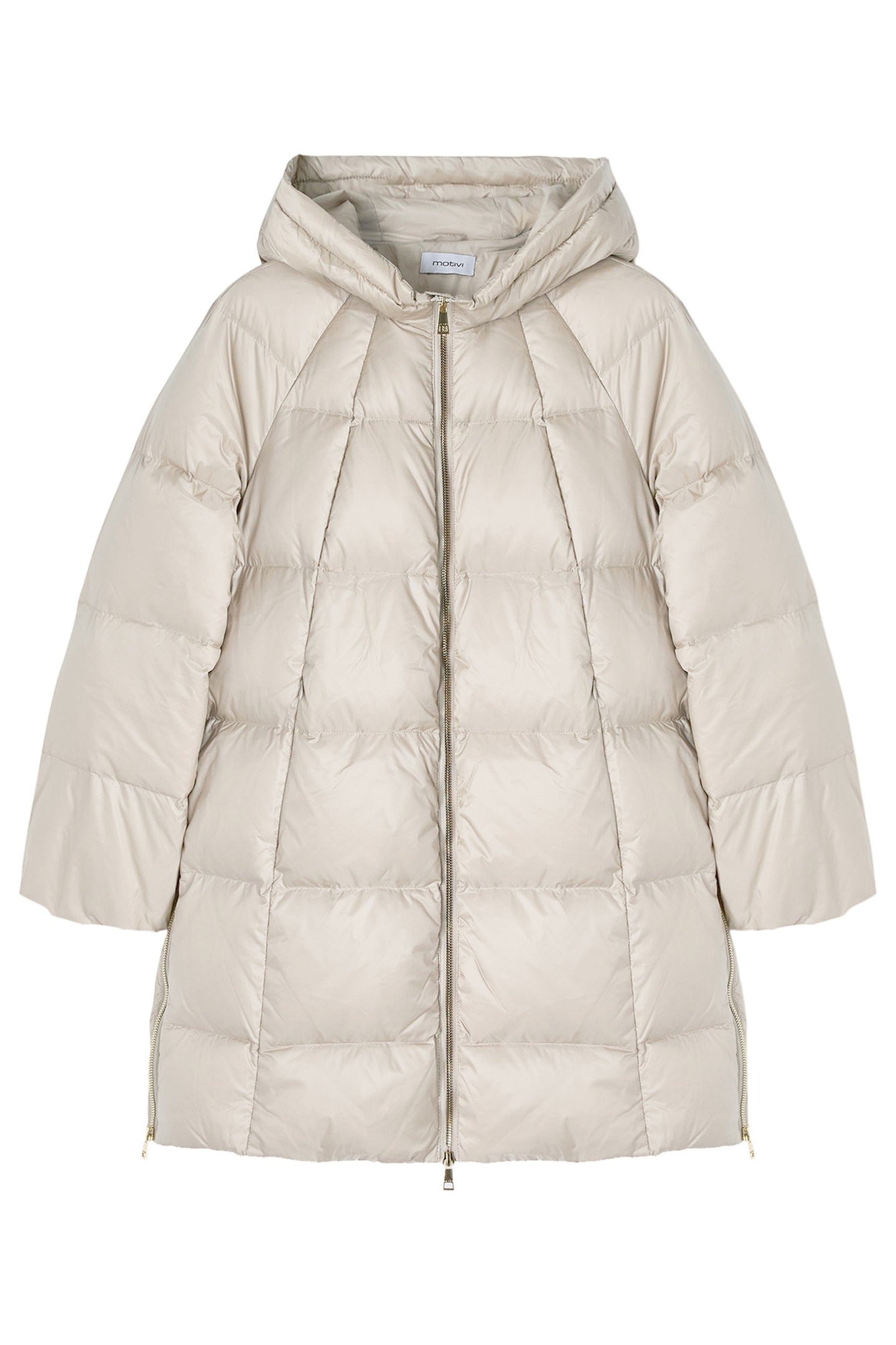 HOODED GENUINE DOWN JACKET WITH COCOON CUT WHITE 3