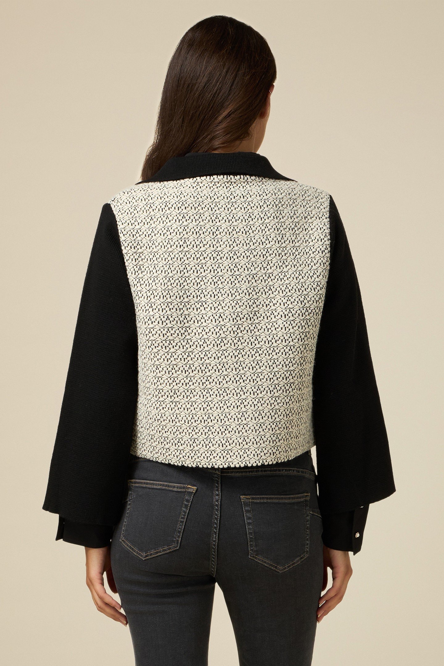 WOOL BLEND KNIT BOXY JACKET BLACK 2