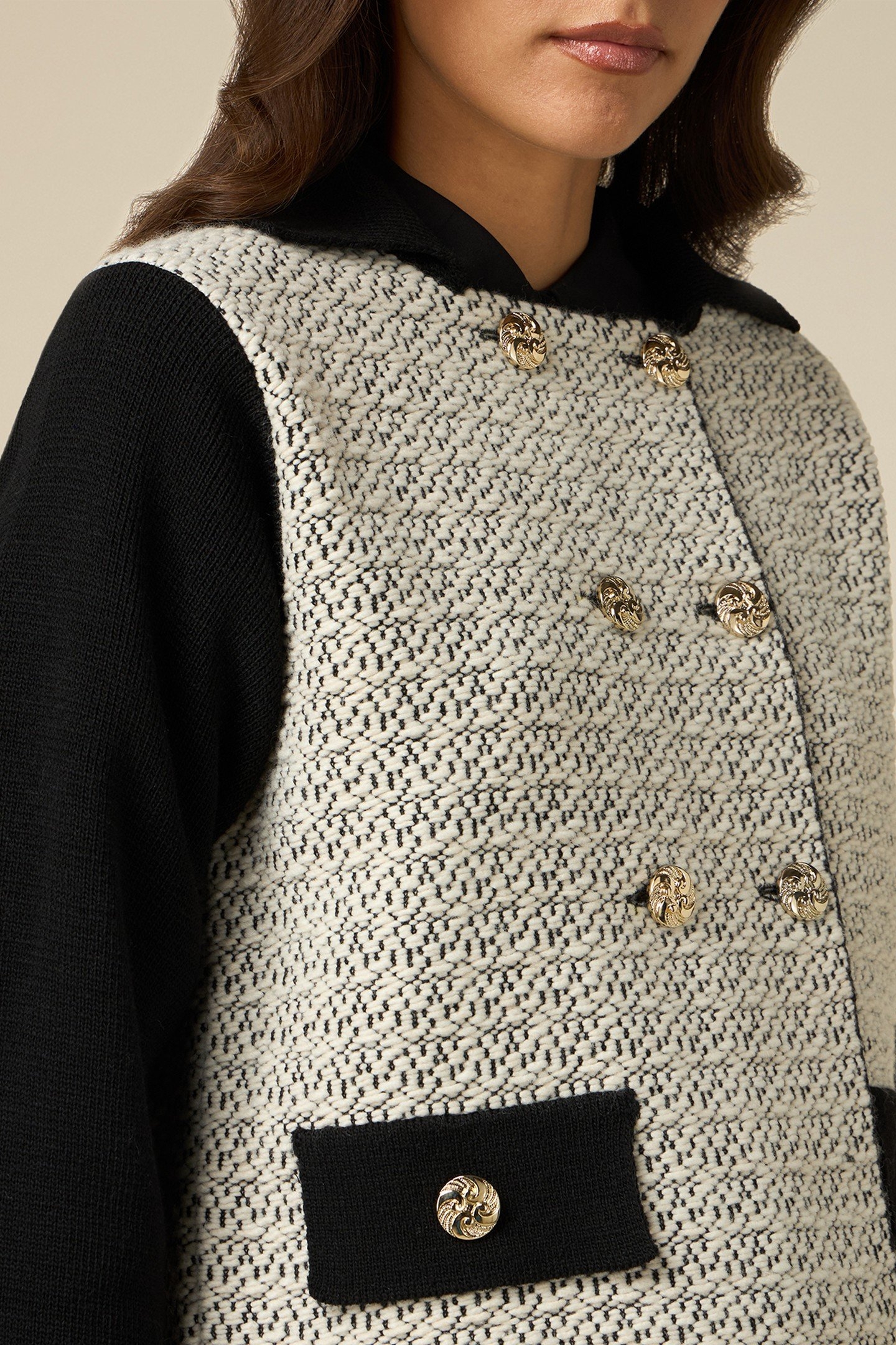 WOOL BLEND KNIT BOXY JACKET BLACK 3