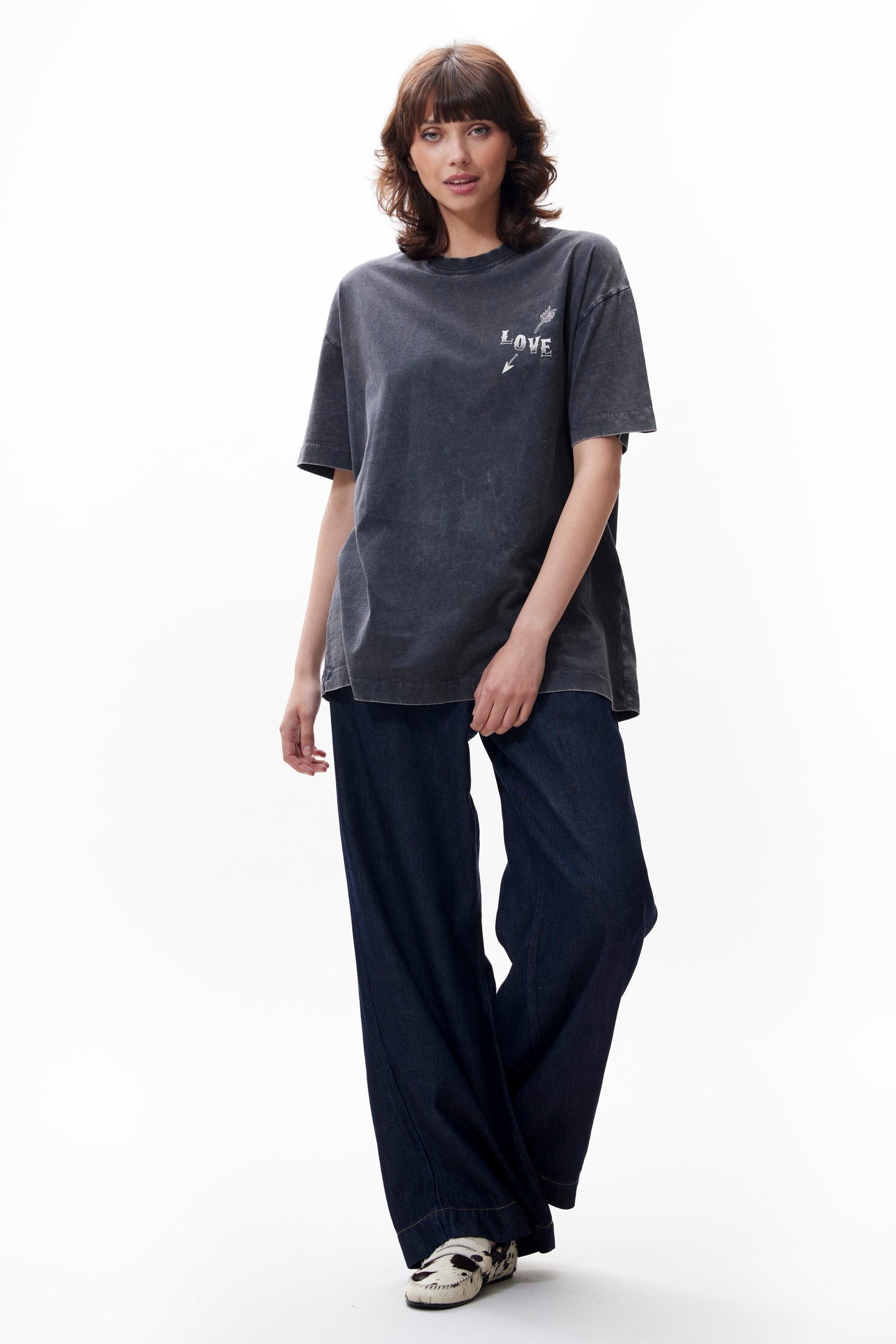 OVERSIZED GRAPHIC TSHIRT FADED DARK GREY 1