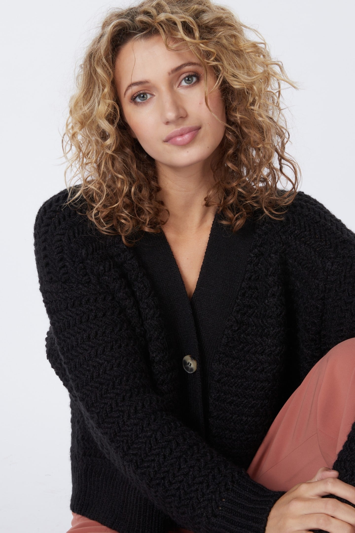 CARDIGAN SHORT ZZ KNIT BLACK 6