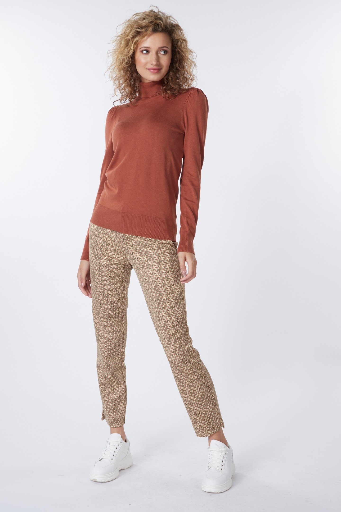 SWEATER GATHERING SHOULDER COPPER BROWN 1