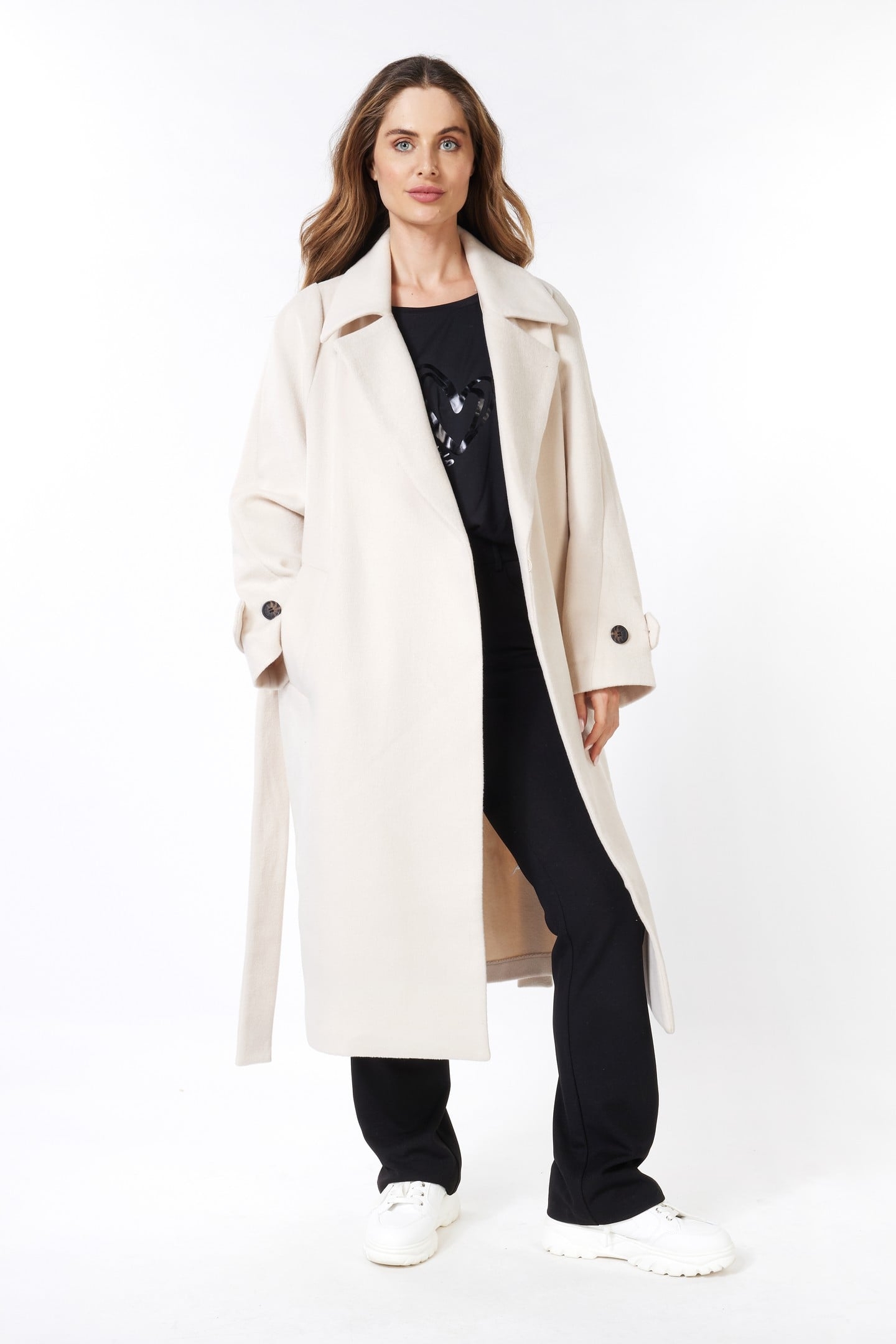 COAT LONG BELT LIGHT SAND 2