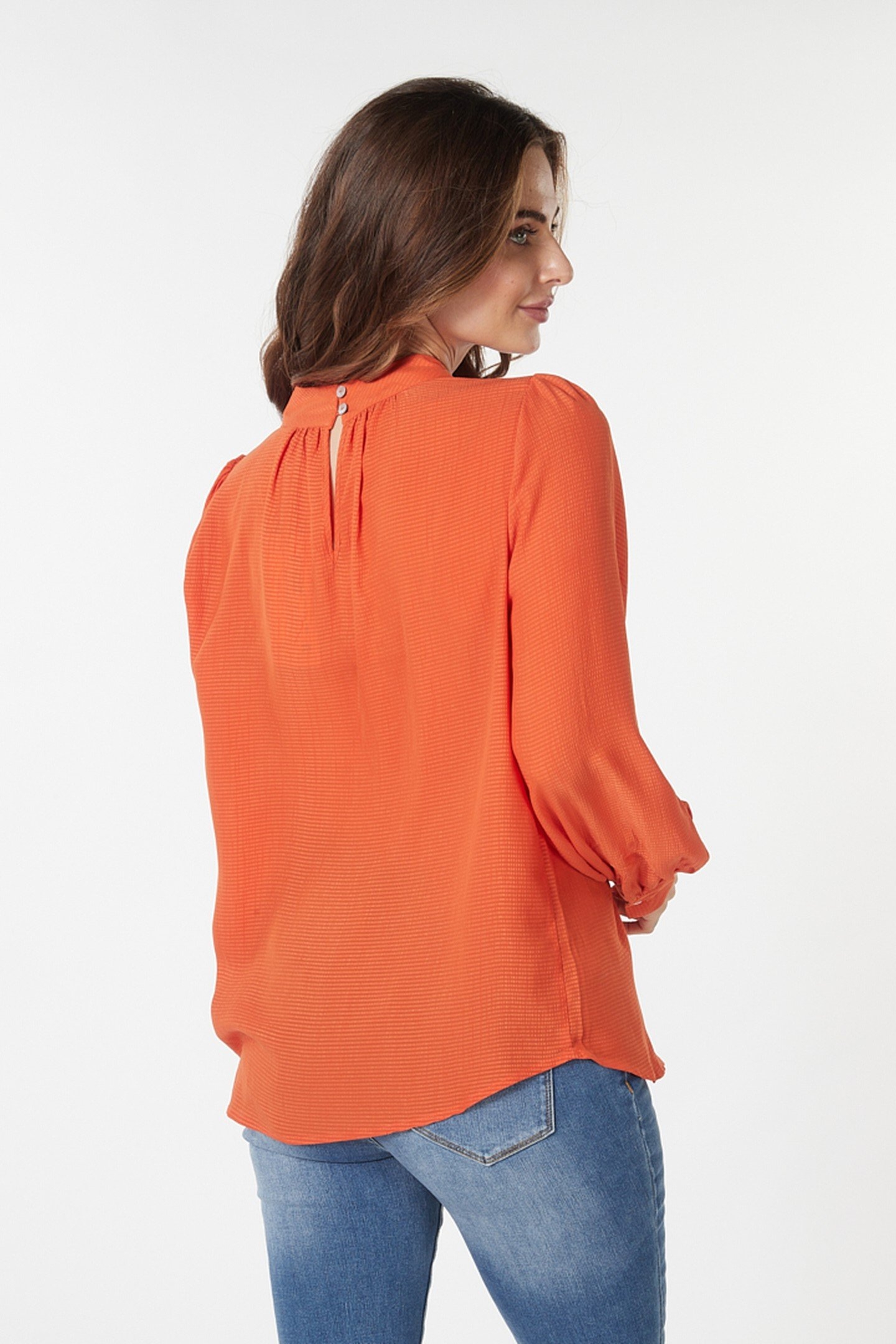 BLOUSE COLLAR GATHERING RED CLAY 3