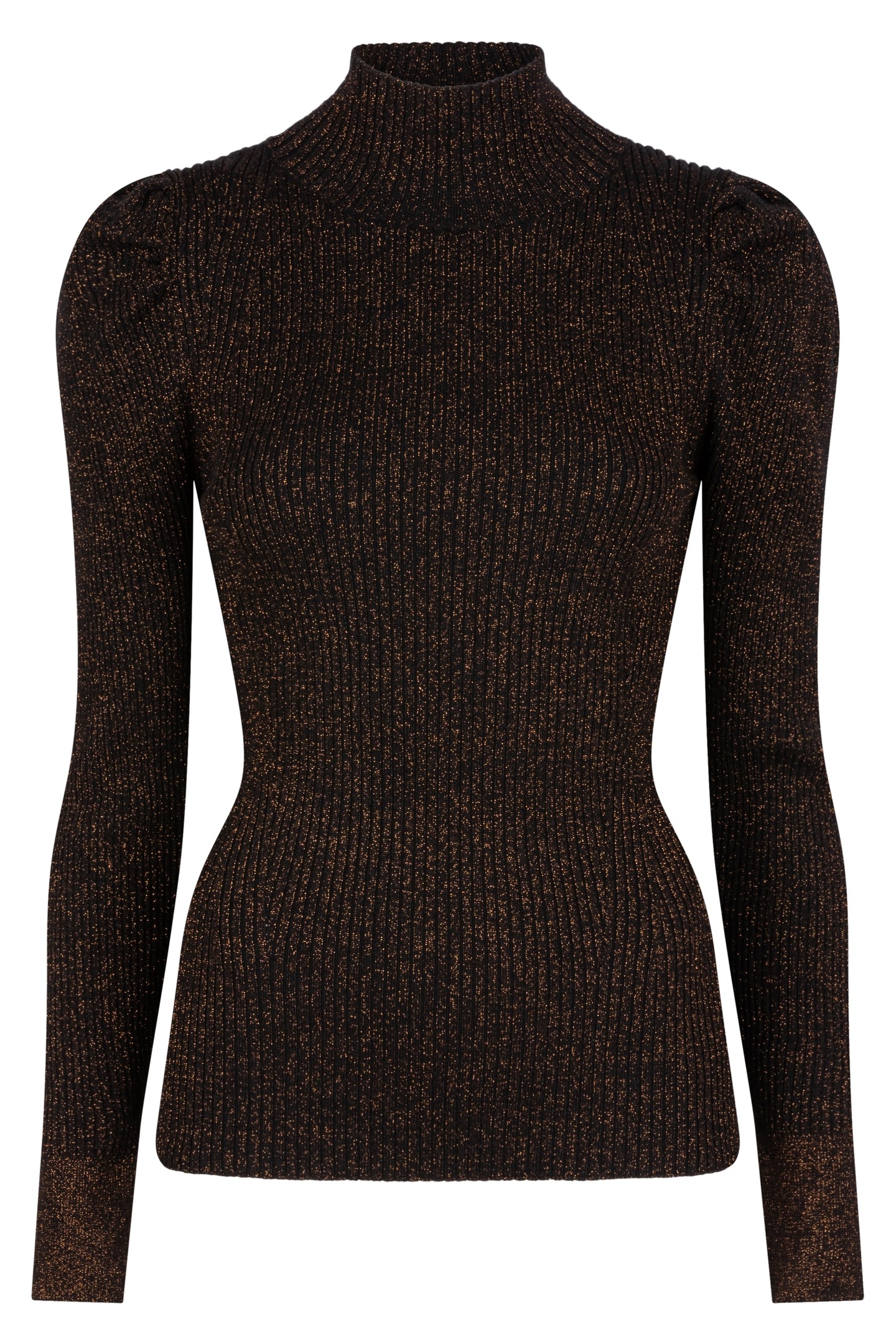 SWEATER RIB LUREX BLACK / ORANGE 7