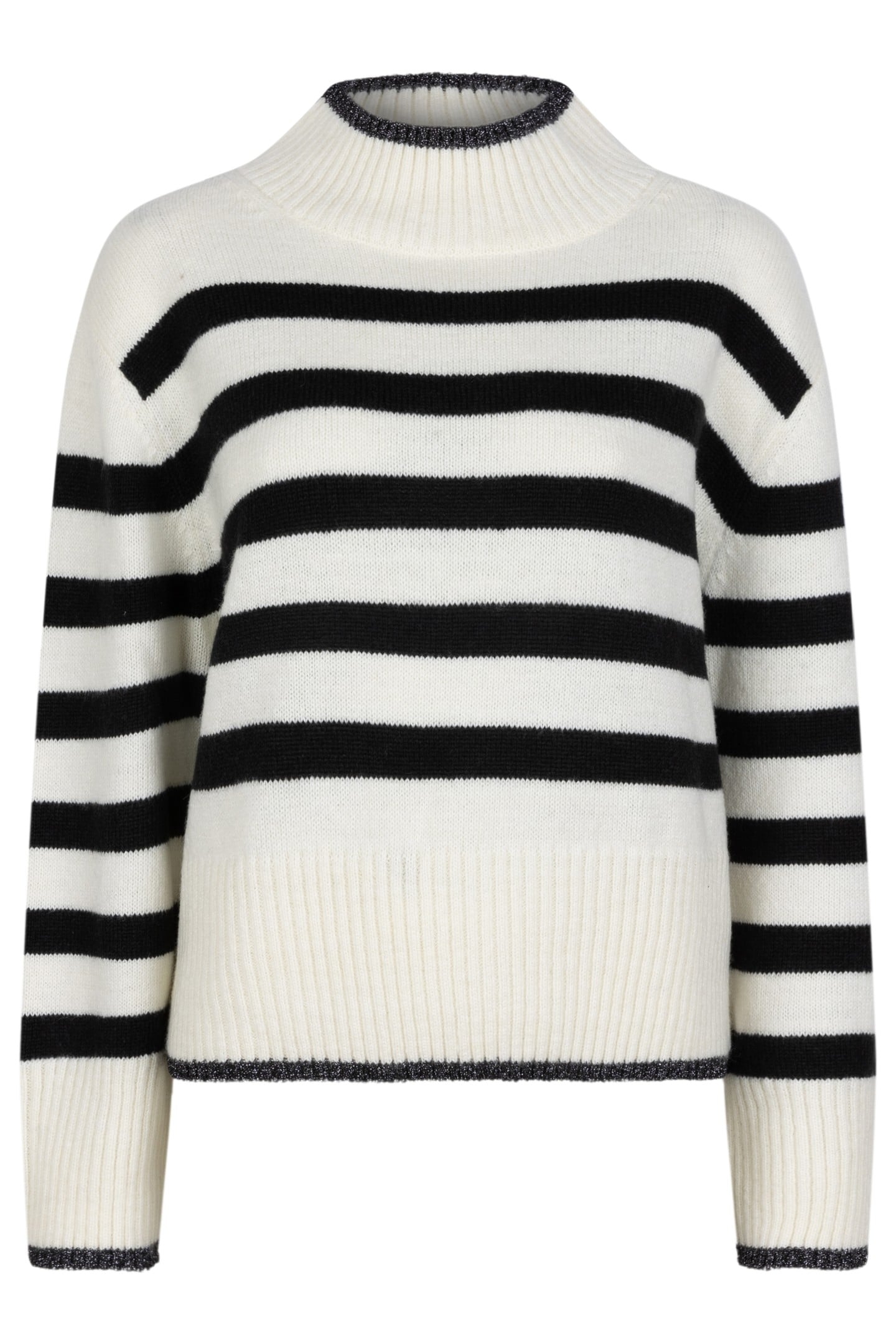 SWEATER COL STRIPED LUREX OFF WHITE / BLACK 4