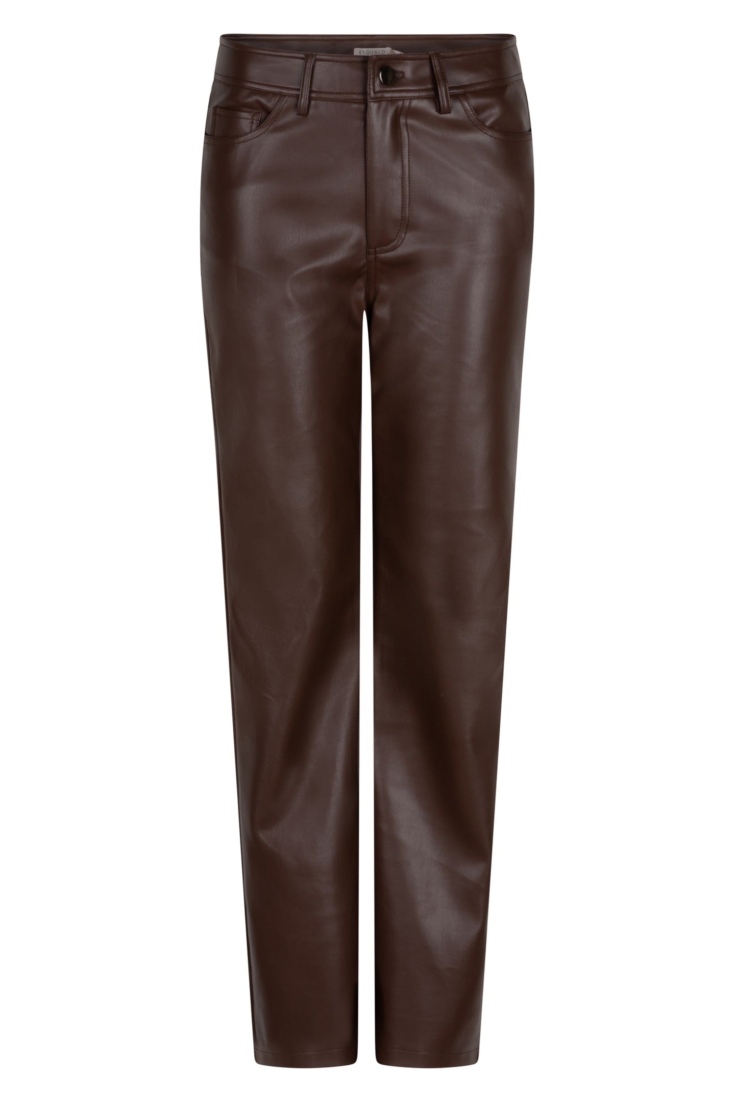 TROUSERS 5 POCKET VEGAN LEATHER CHOCOLATE 5