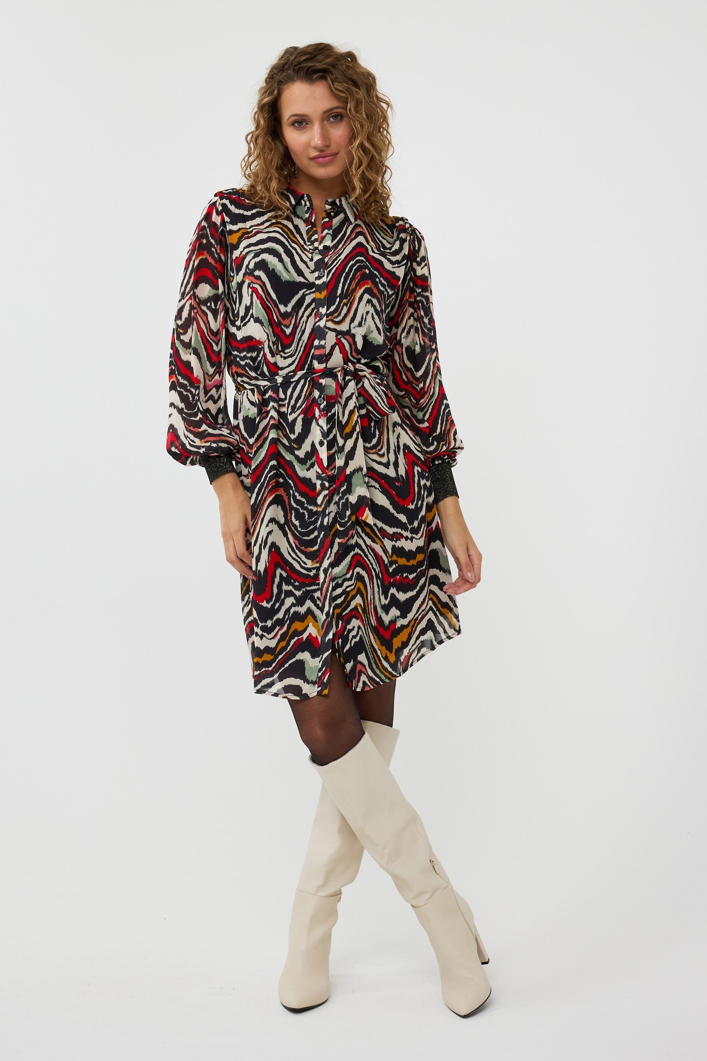 DRESS LUREX CUFF WAVES PRINT 1