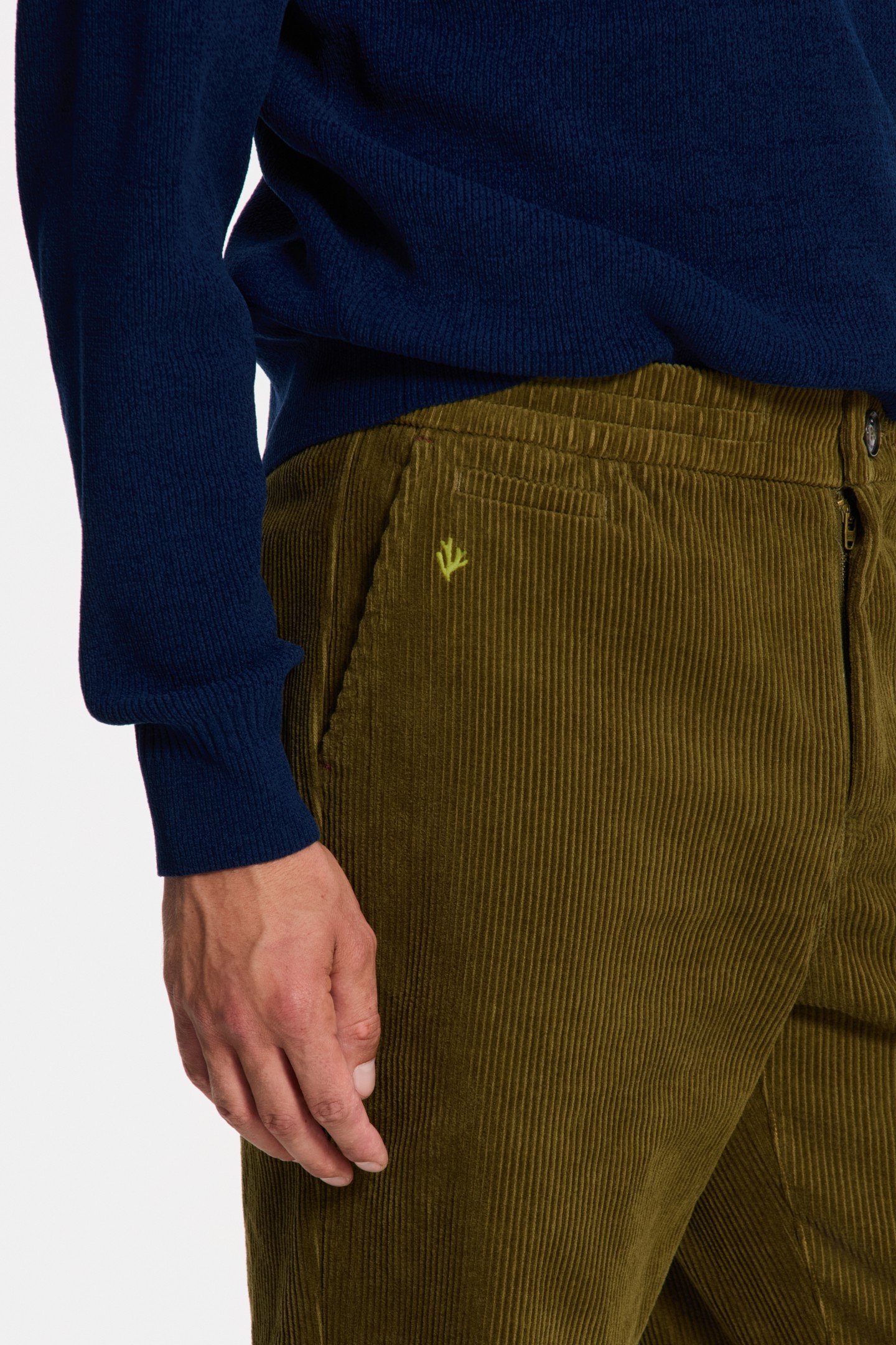 ALAN CORDUROY STRAIGHT FIT TROUSERS GREEN OLIVE 5