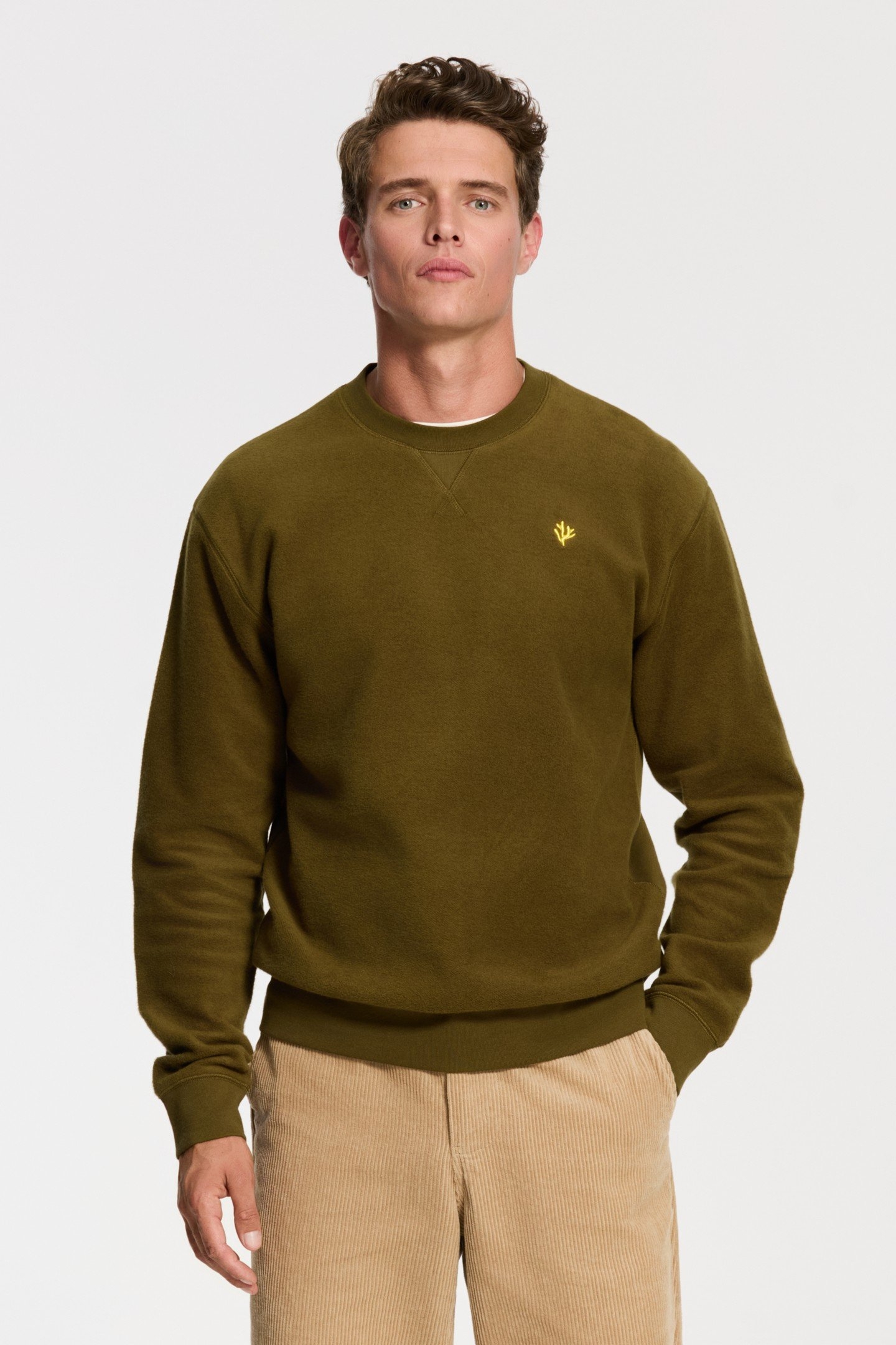 KYLE RELAXED FIT CORAL LOGO SWEATER GREEN OLIVE 1