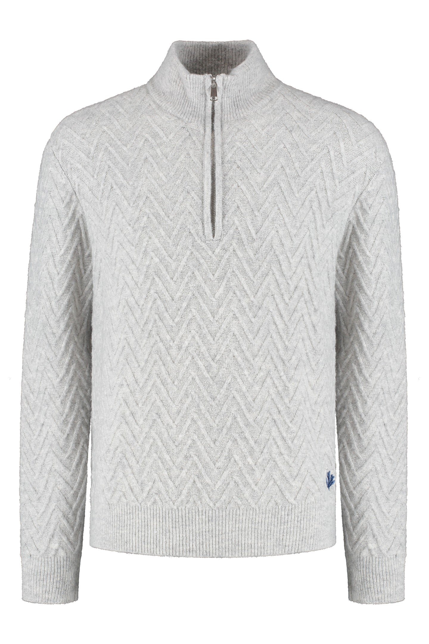 PIKE RELAXED FIT ZIGZAG PULLOVER LIGHT GREY MELANGE 6