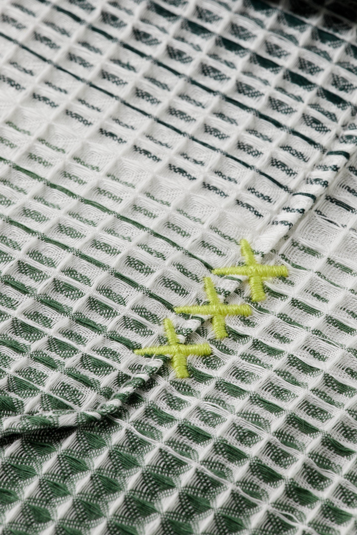 RELAXED FIT STRIPE WAFFLE SHIRT AMSTERDAM GREEN STRIPE 2