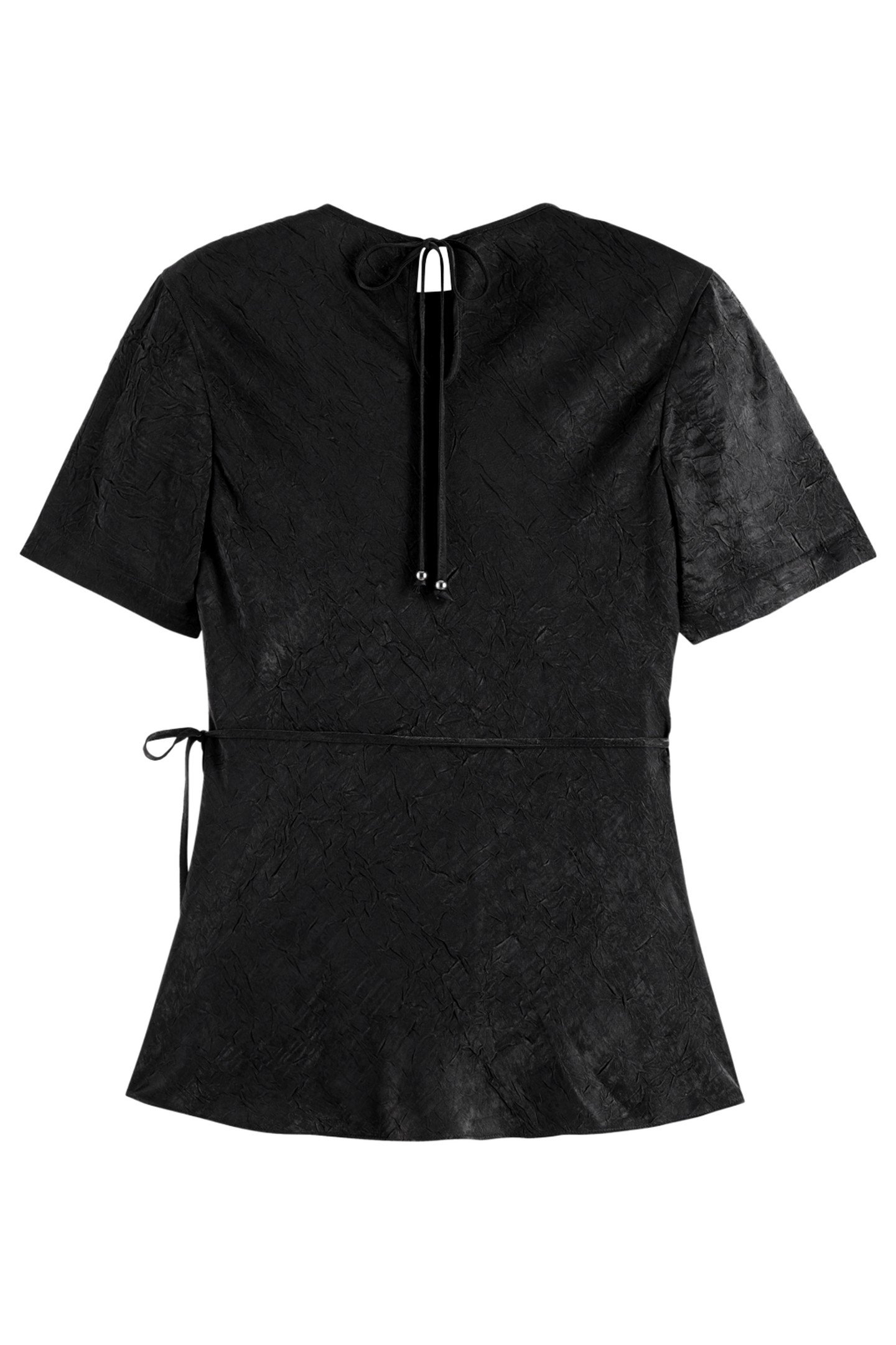 CRUSHED SATIN WRAP TOP BLACK 3