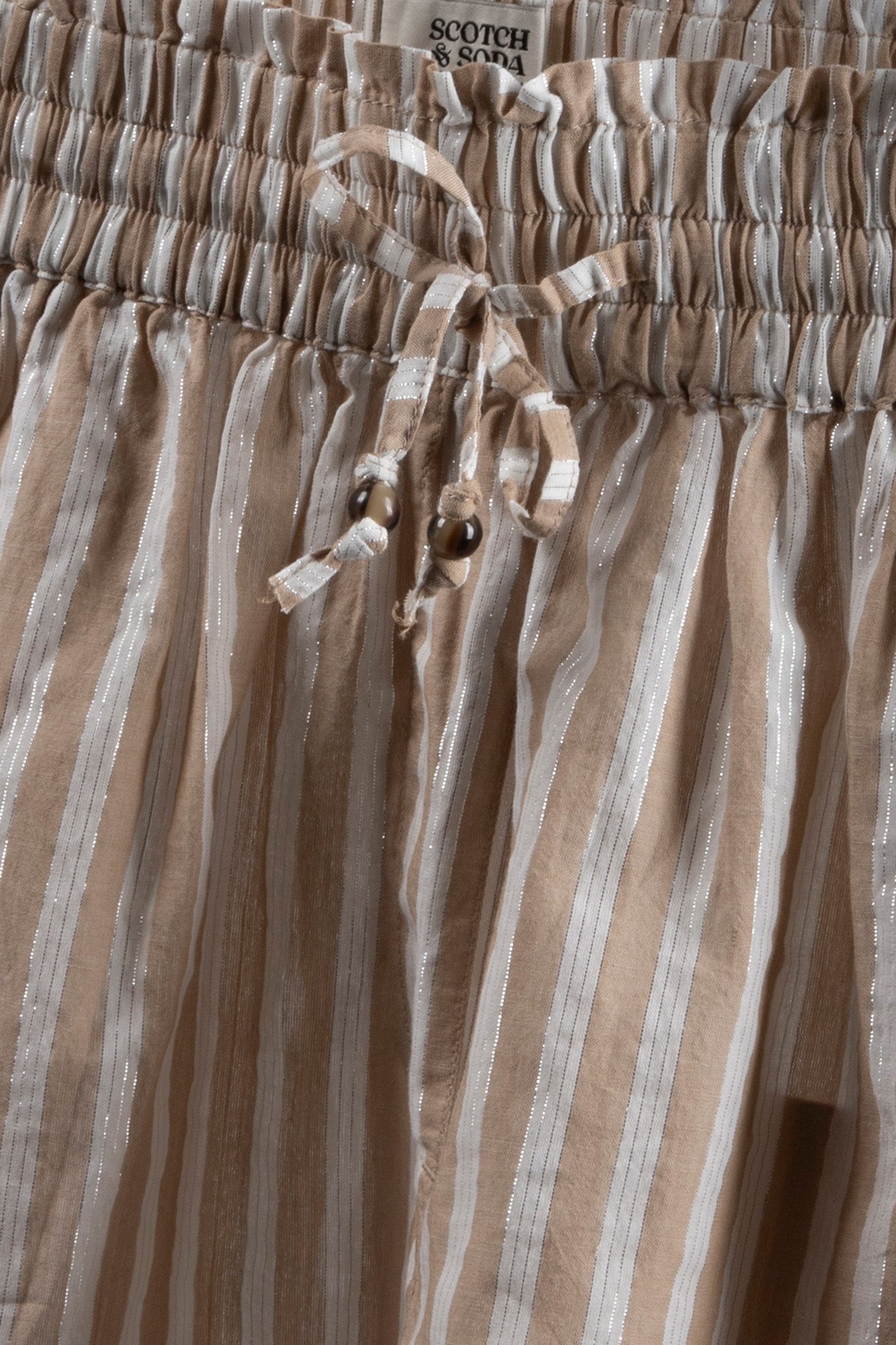 HIGH RISE LUREX STRIPE PRINTED SHORTS DESERT SAND STRIPE WIT 4
