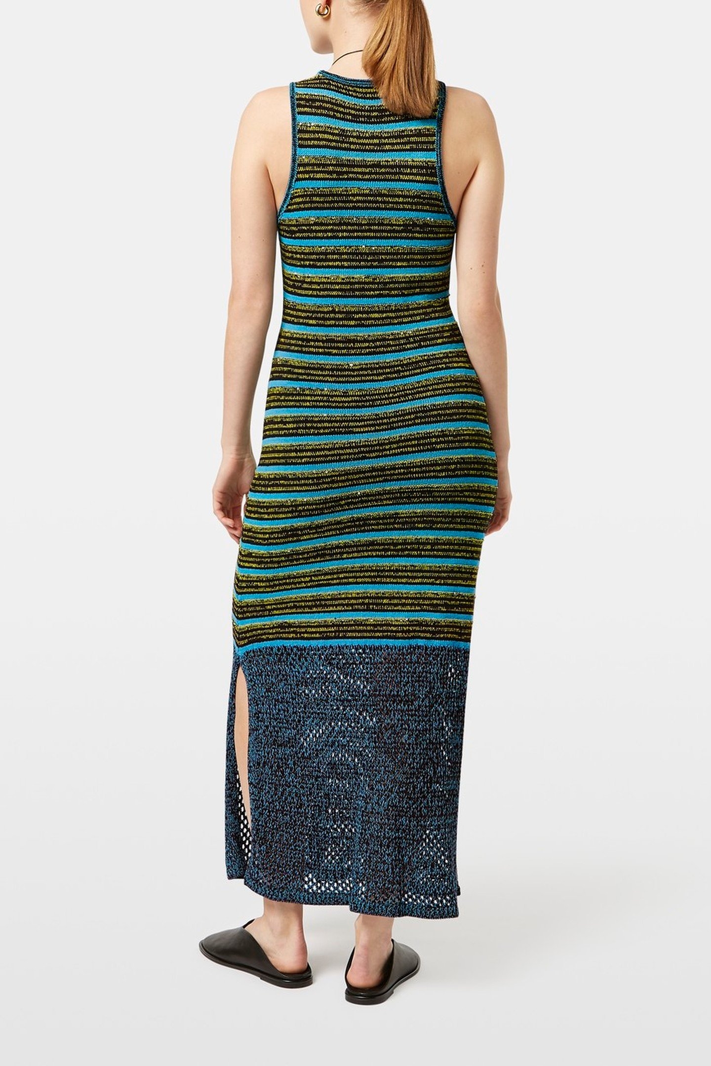 SEQUIN STRIPE KNITTED DRESS WASHED BLACK 3