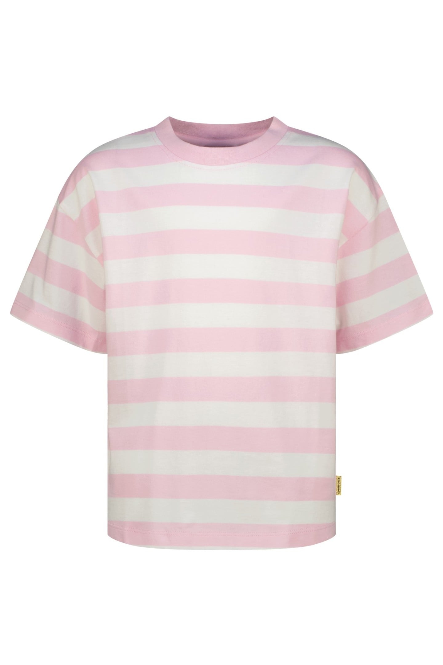GIRLS BASIC STRIPE TEE T-SHIRT SHIMMER PINK 1