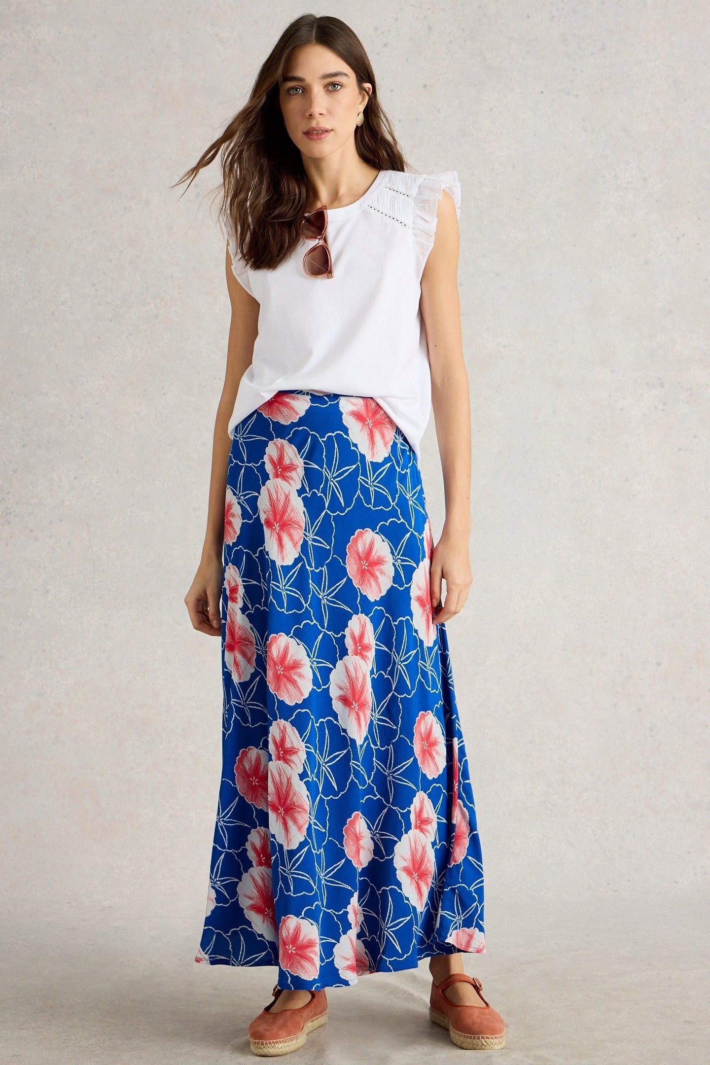 HOPE BIAS CUT MAXI SKIRT BLUE PRINT 2
