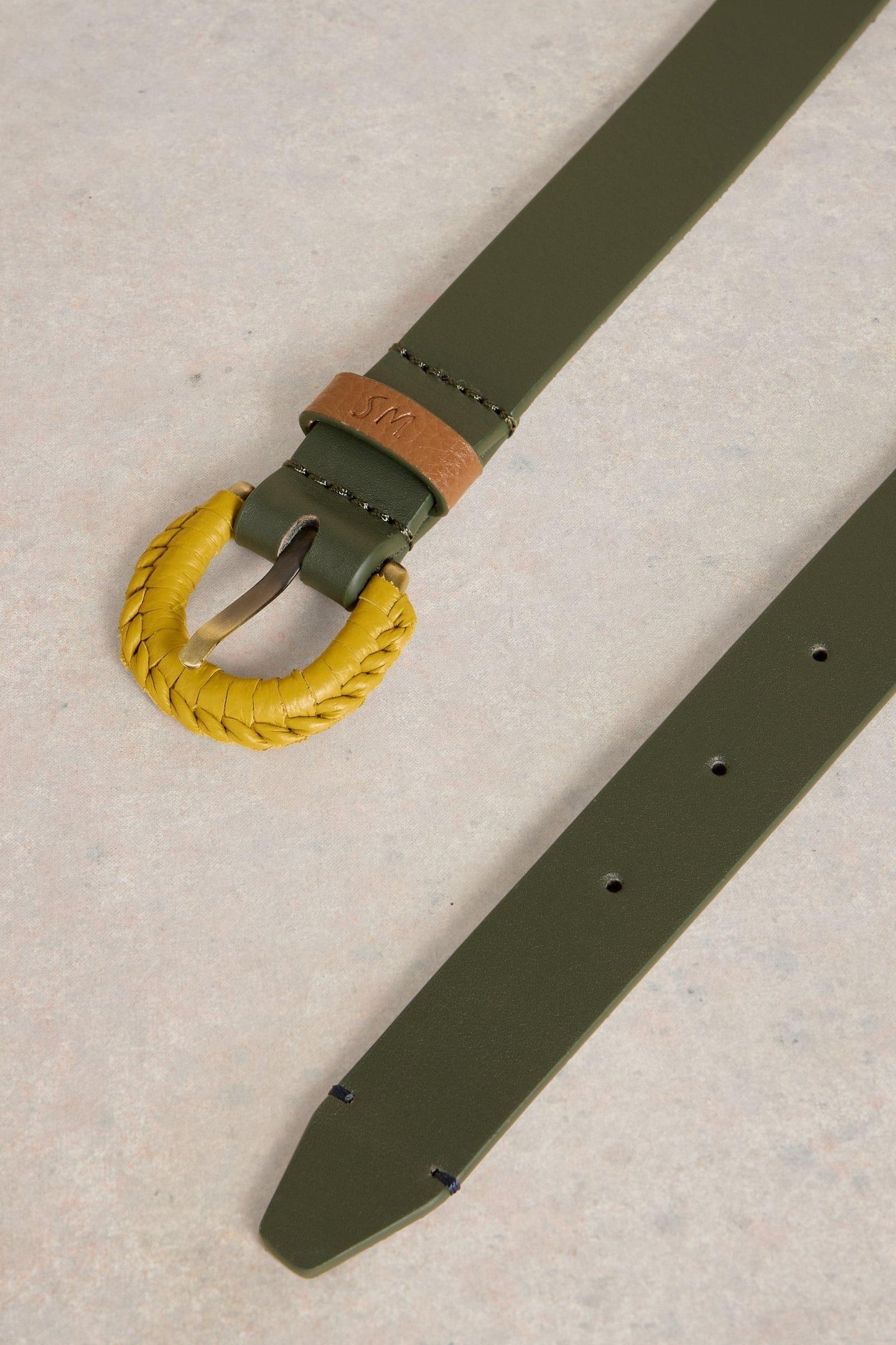WOVEN BUCKLE BELT KHAKI GREEN 3